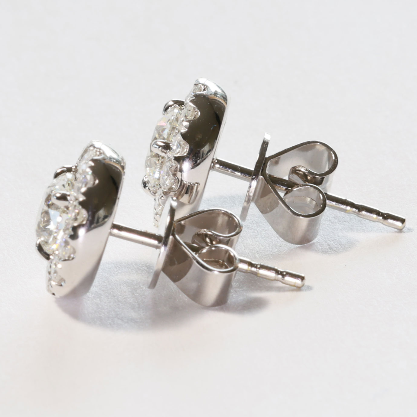 GIA certified full Cut Brilliant Earrings total 1 ct TW / VVS-VS White Gold 18 kt