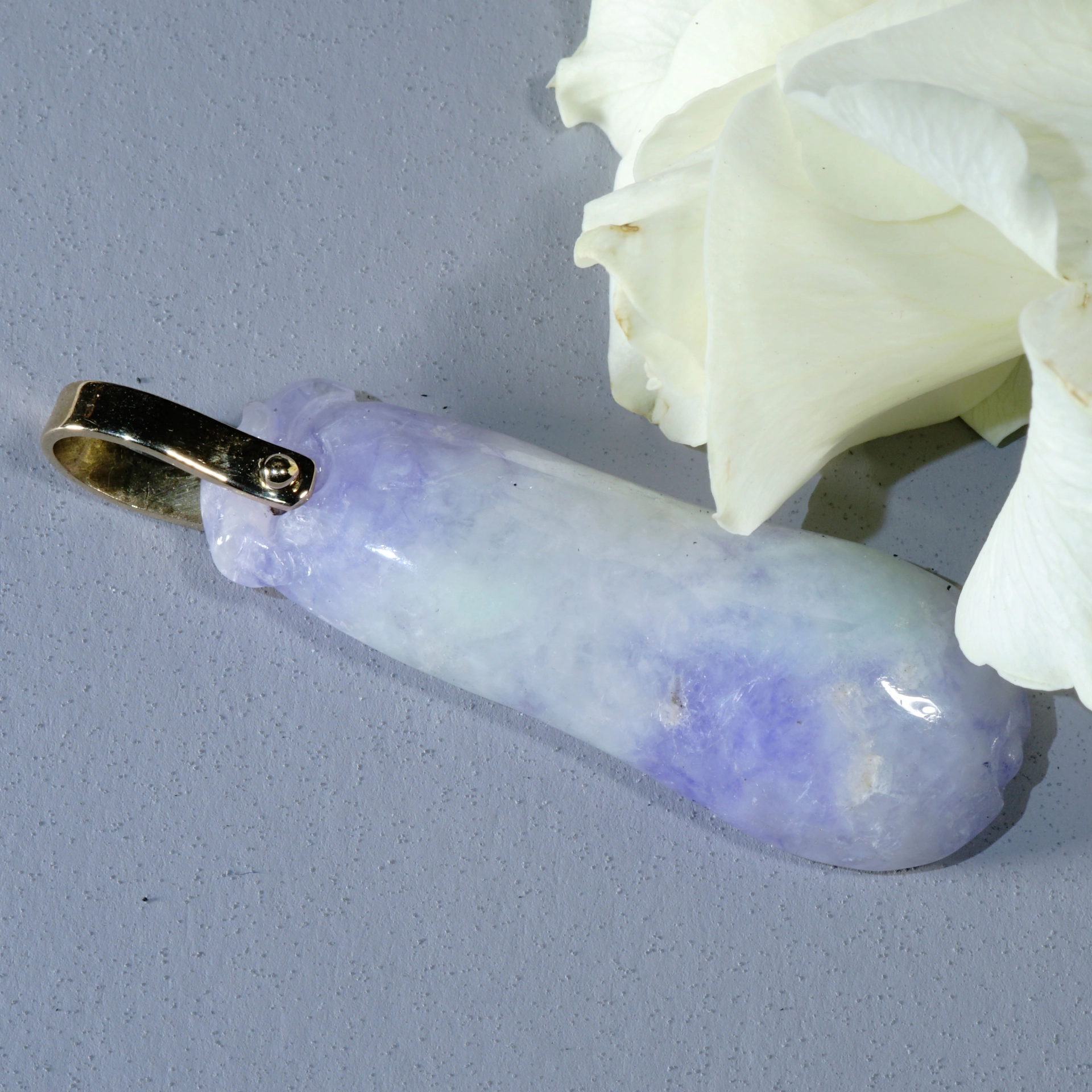 Purple Lavender Jade Pendant with imperial apple neongreen Spots..so beautiful