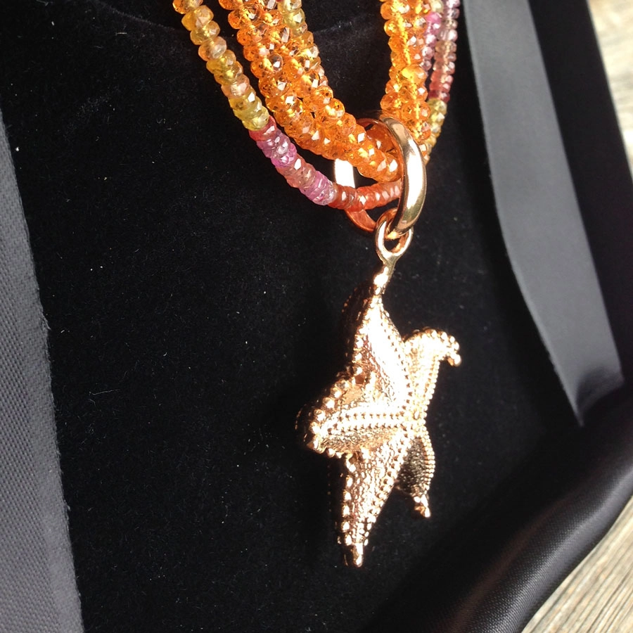 Mandaringranat-Collier,585er-Gold,14 kt Gelbgold