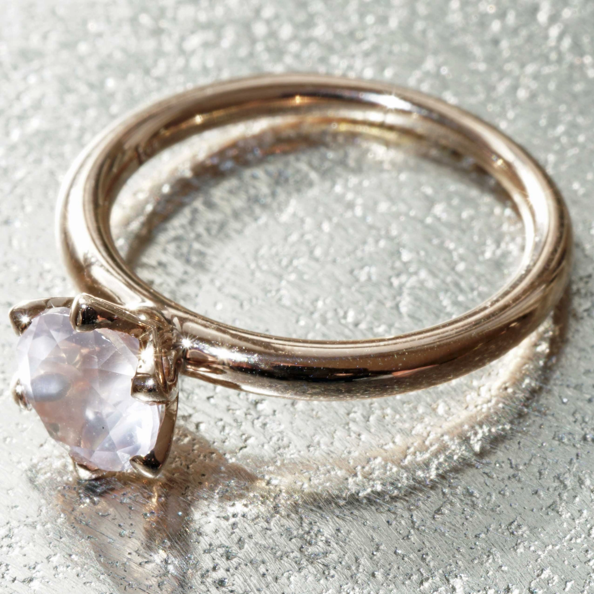 Bestseller Combination Ring made in Valenza...18 kt Rose Gold with Rose Quartz