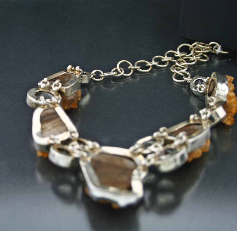 Citrine Chrystell Necklace 925 Silver......unusual Idea.....all handmade