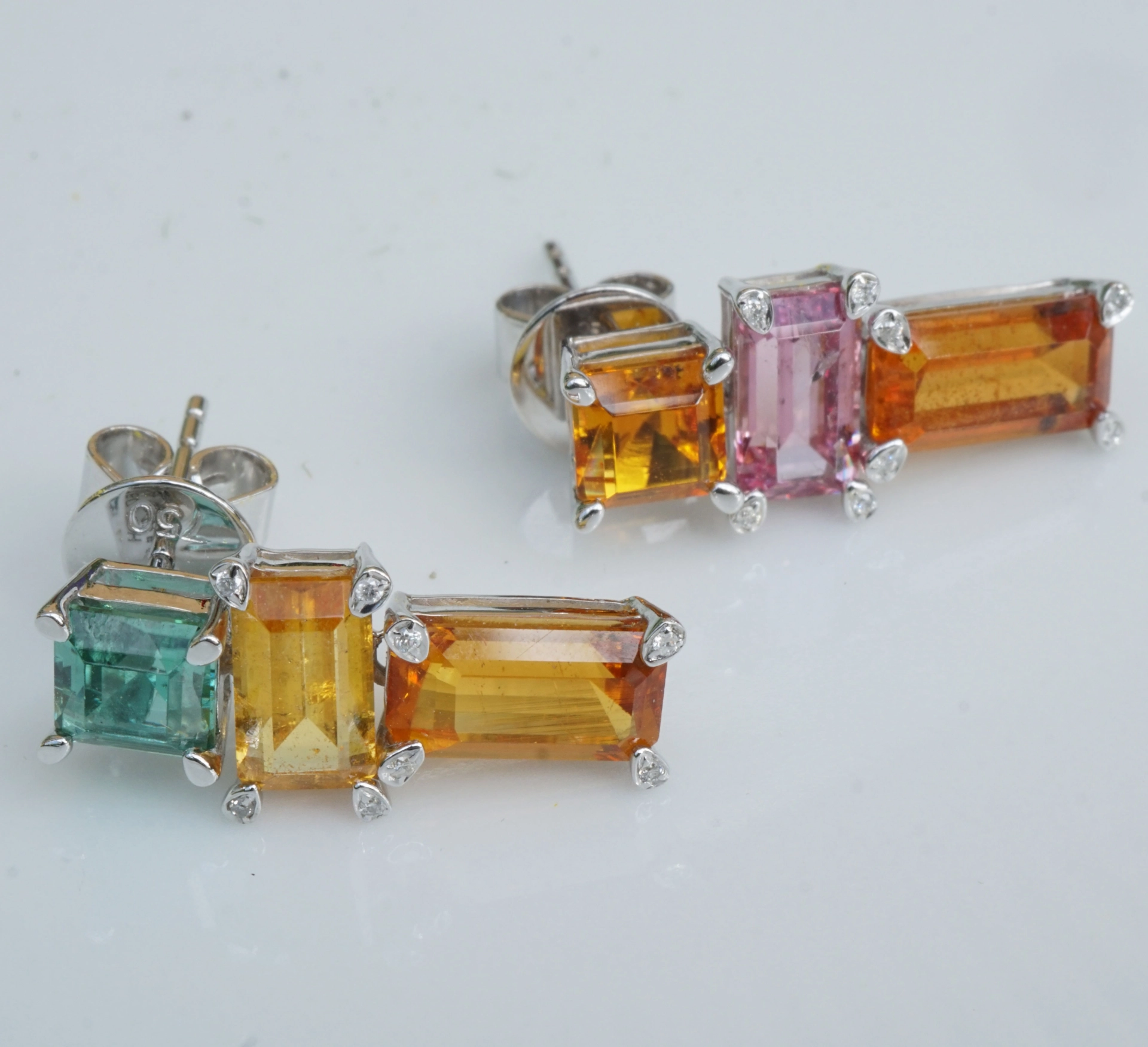 6 Schmuckzicke Klinohumit Turmalin Ohrstecker 750er Gold FEUER SPINEL SELTENHEIT