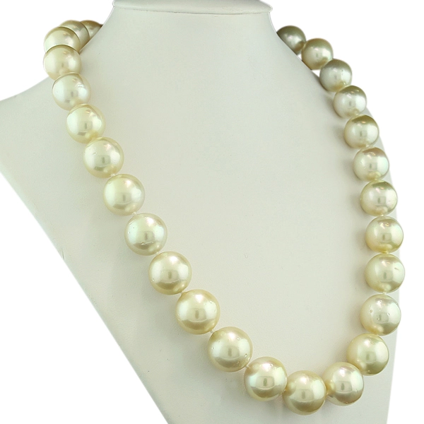Southsea Pearl Necklace 15 x 13 mm light champagne AAA+...great Quality