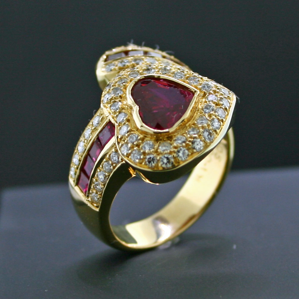 Rubin-Brillant-Ring, 750/-GG.