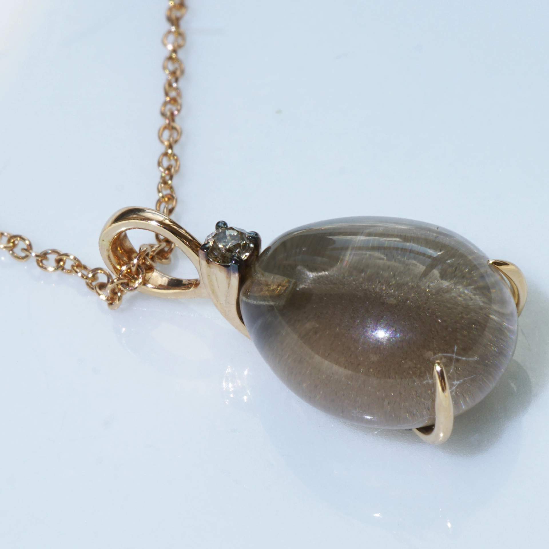 Drop Pendant...soo sweet...with smokeyquartz and brown diamond...made in Italy