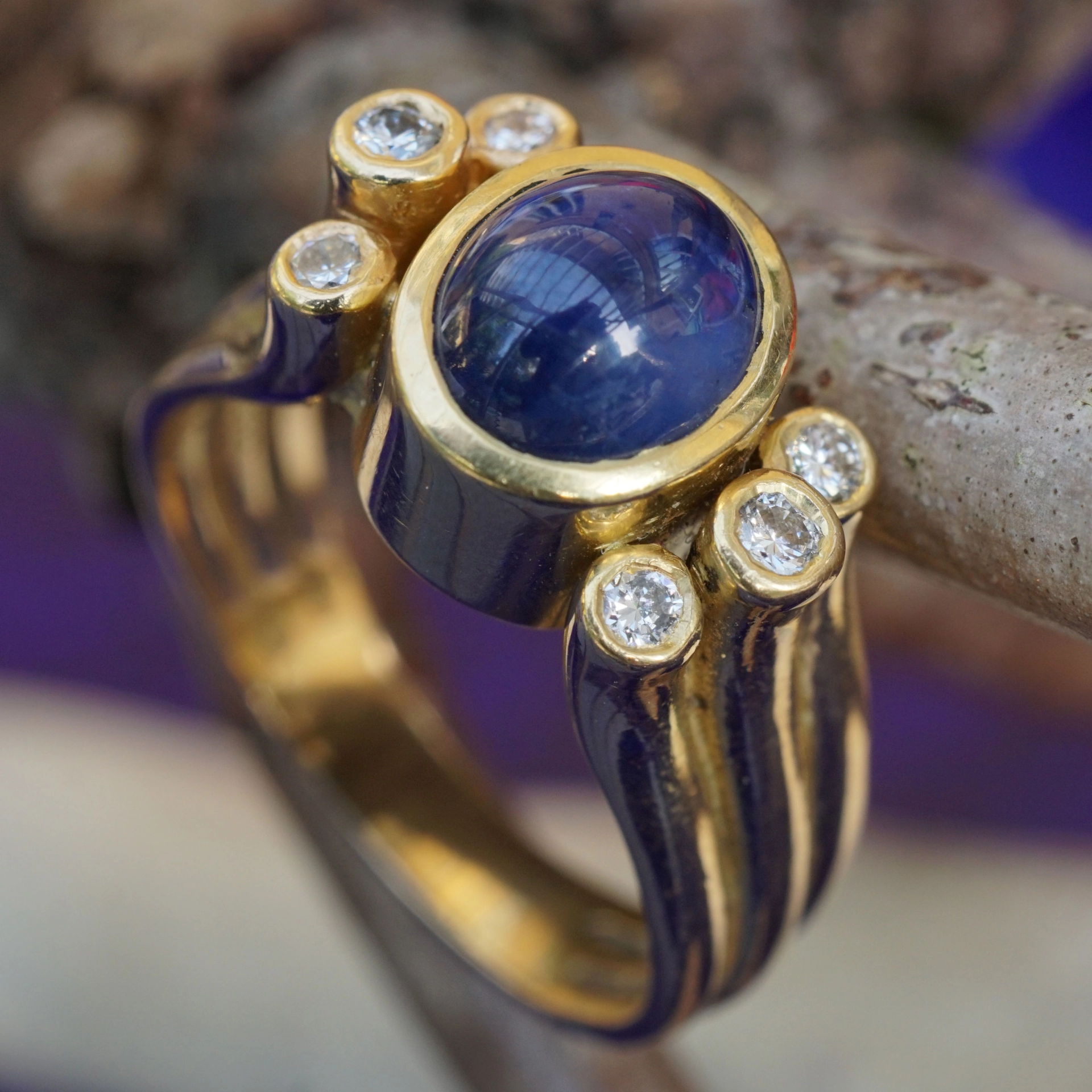Brillant Saphir Ring 0.18 ct W SI 750er Gold aus Nachlassverwertung