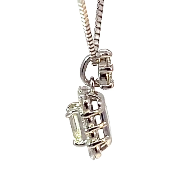 Noble Emeraldcut Solitaire Pendant with Chain 0.12 ct 0.28 ct 900 850 Platinum.... great Gift