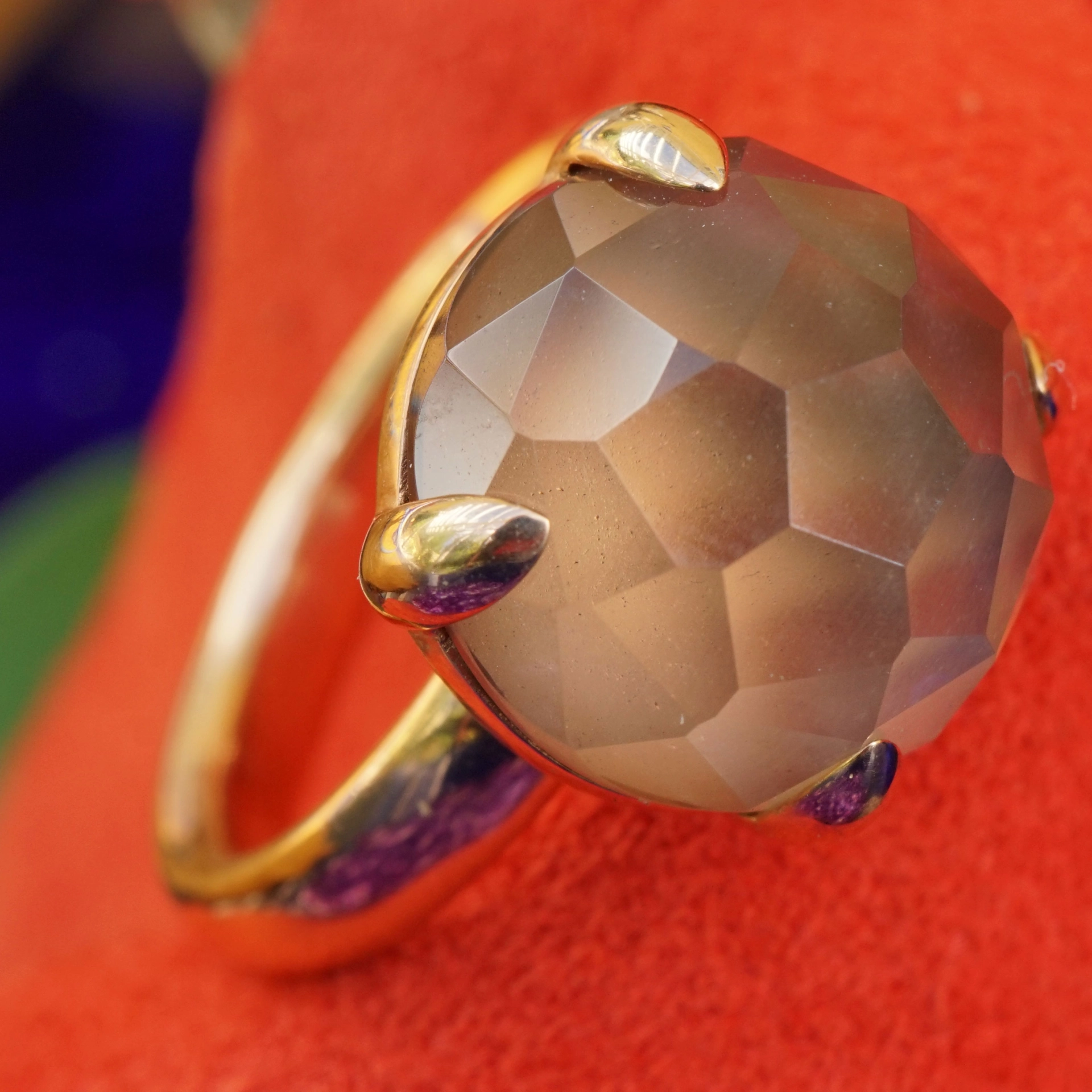 Chilango Ring 925 Silver rose gold plated Smoky Quartz 