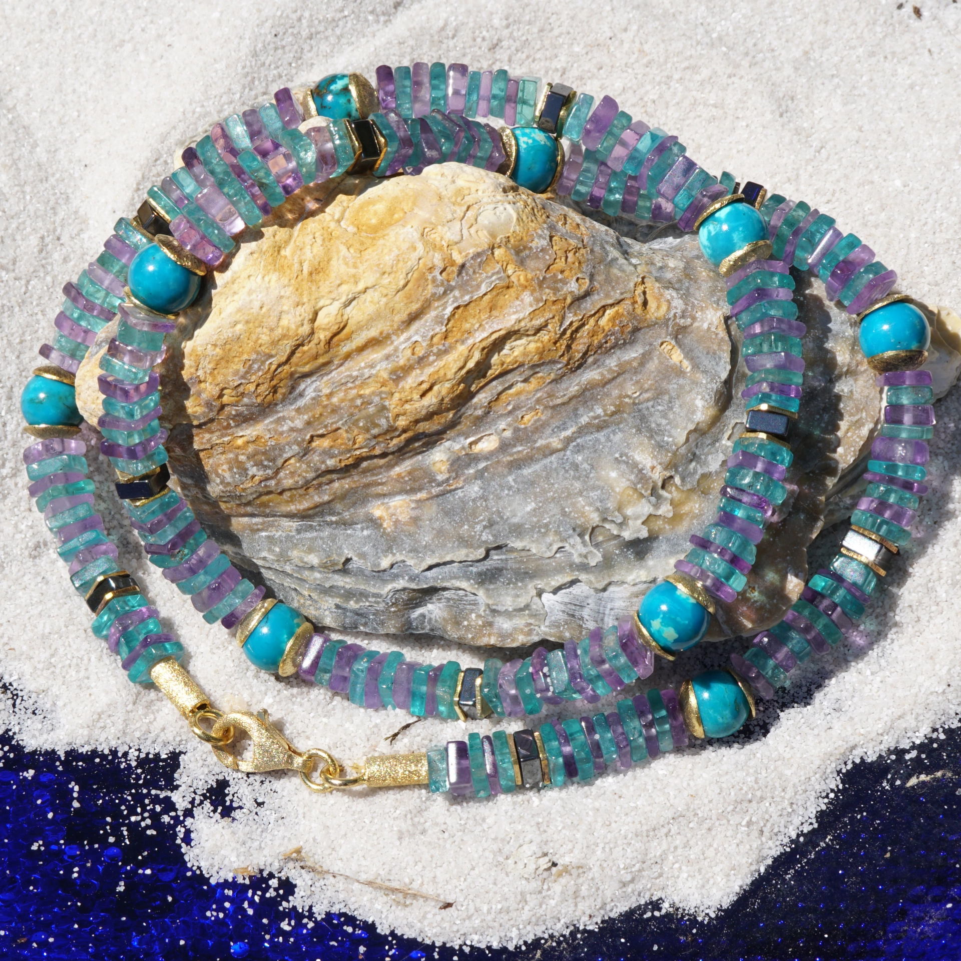 Apatite, Amethyst and Amazonite Necklace....what a Color!