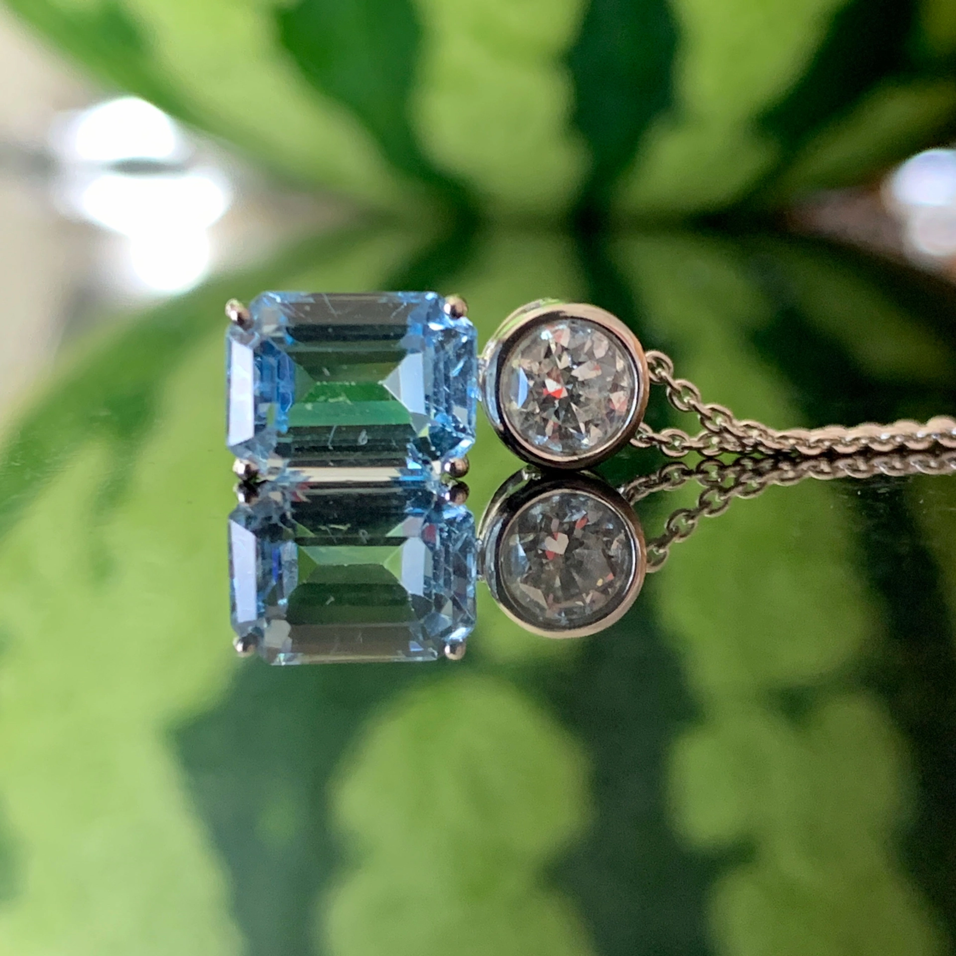 Aquamarin Brillant Anhänger m. Kette 750er Weissgold 1.82 ct 0.42 ct....blue ice