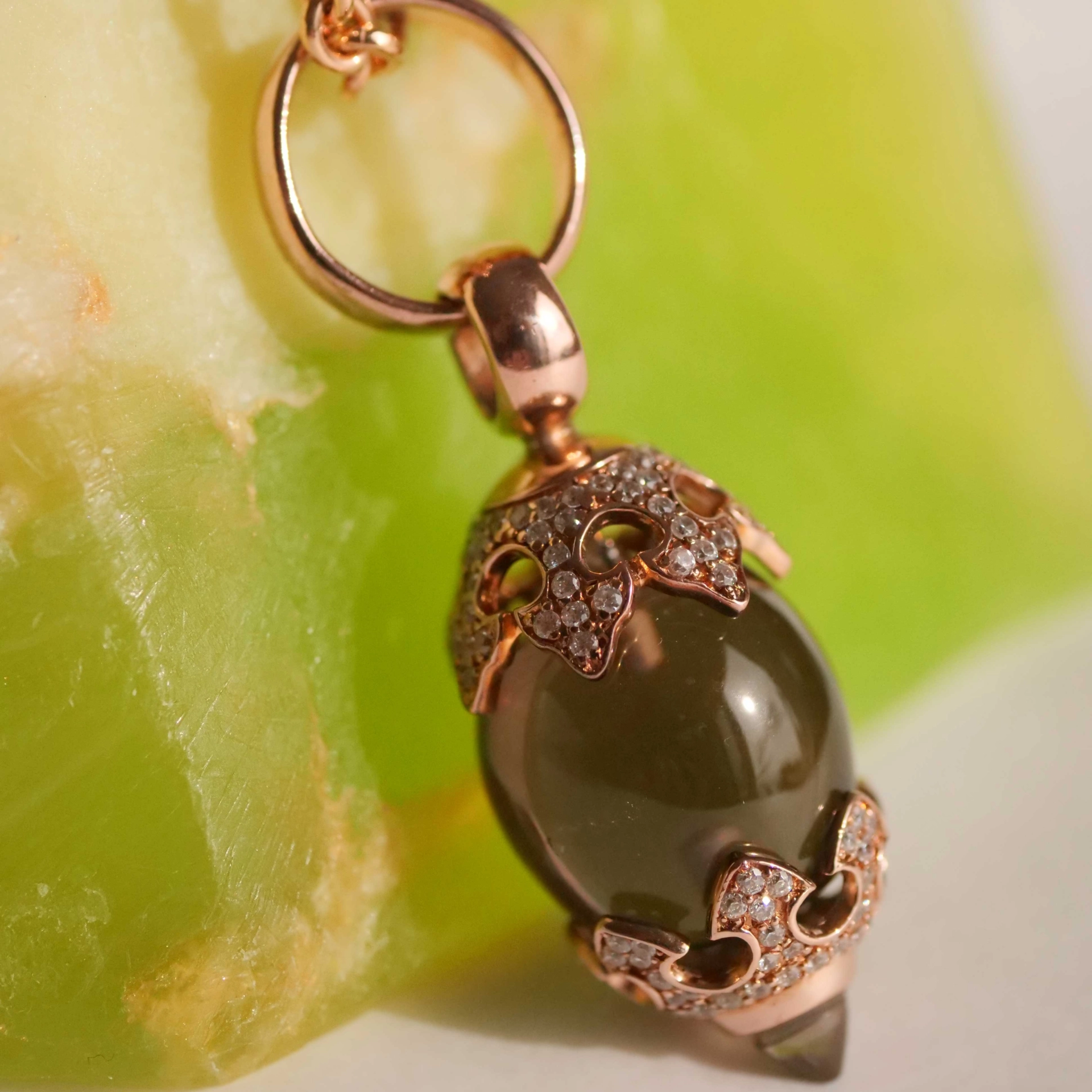 Chilango Pendant Crystal Smokey Quartz Crown Circonia 925 Silver