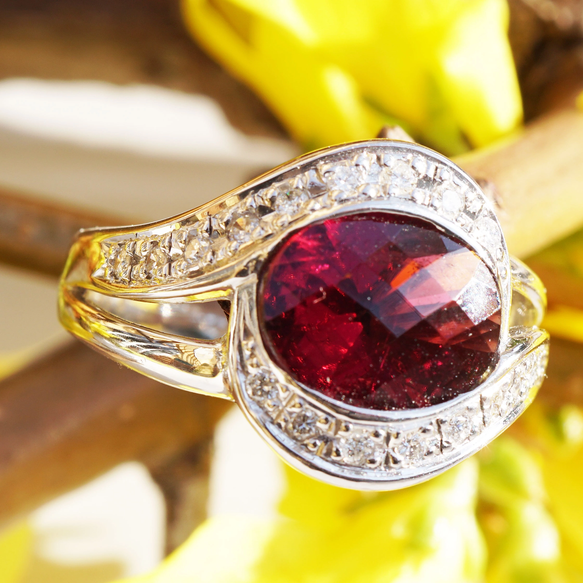 Tourmalin Ring 900 Platinum...outstanding Color