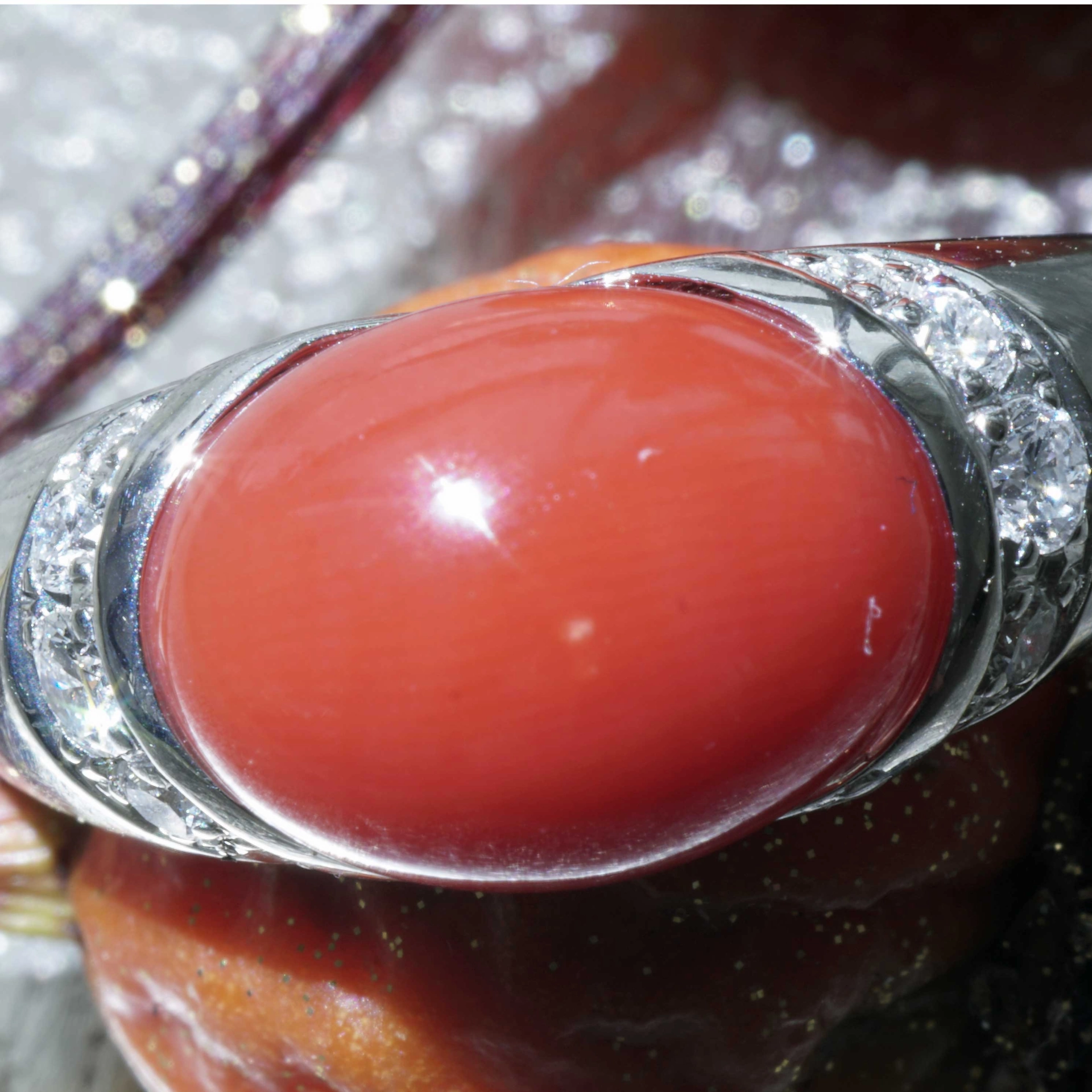 Sardegna Coral Brilliant Ring 900er Platinum AAA+ TW Loupeclean
