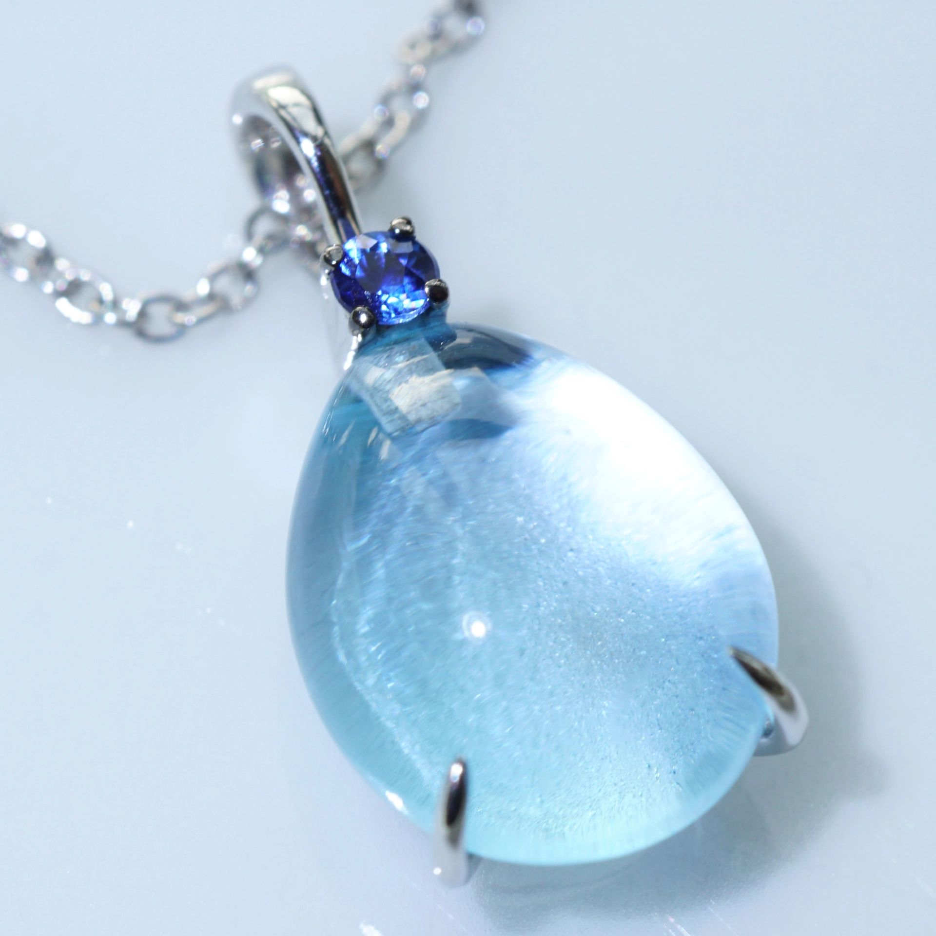 Waterdrop Pendant...soo sweet...with bluetopaz and saphire...made in Italy