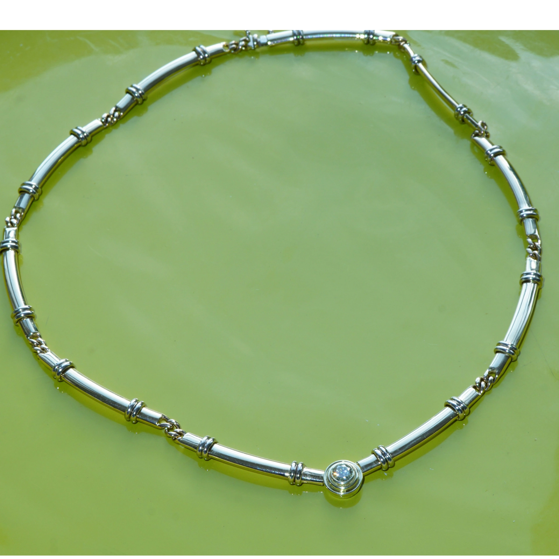 Diamond Necklace 0.42 ct M IF .....a good investment...24,3 grams 585/14kt Yellowgold