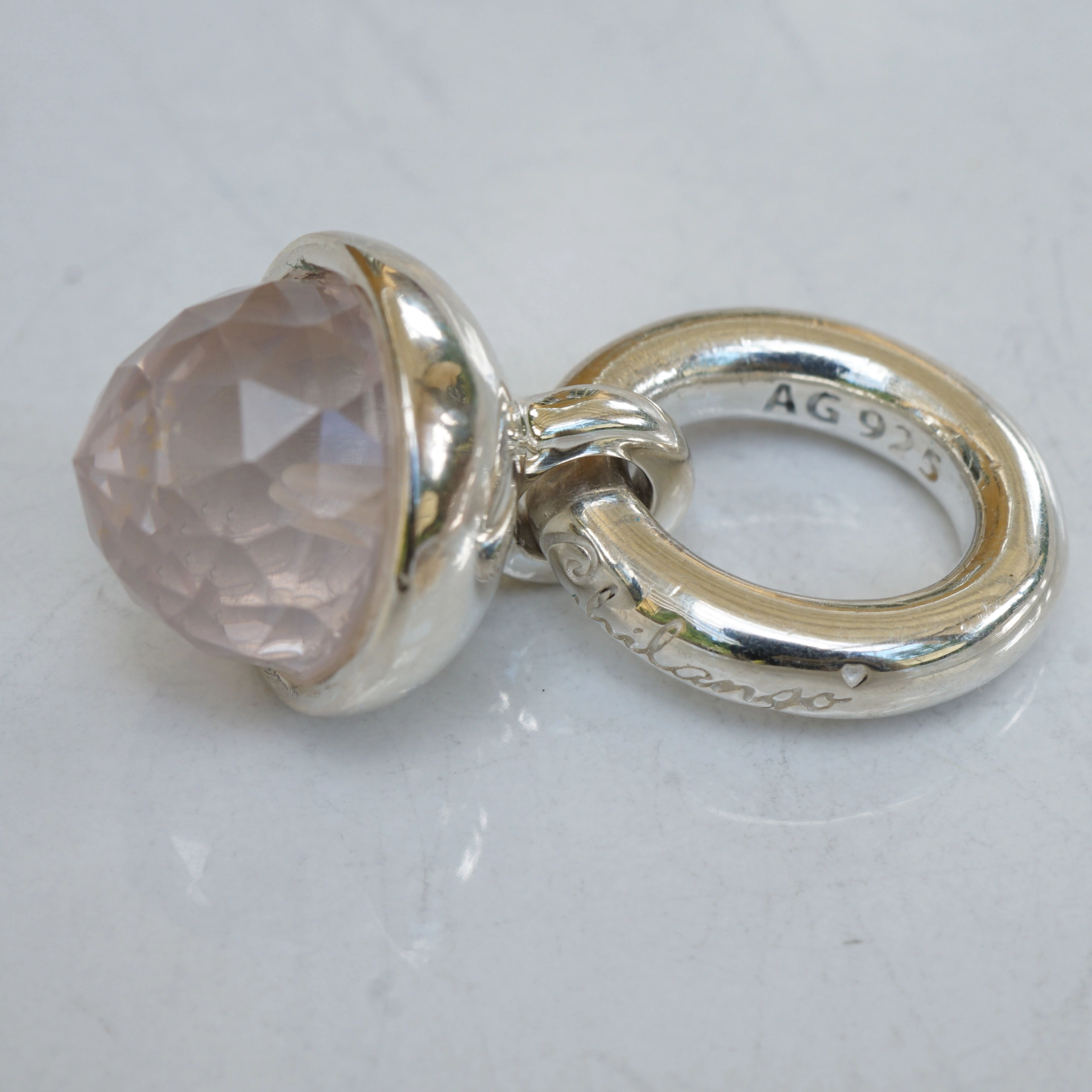 Original Chilango Rosenquarz Anhänger Oak Grand Palais 925er Silber toller Schliff