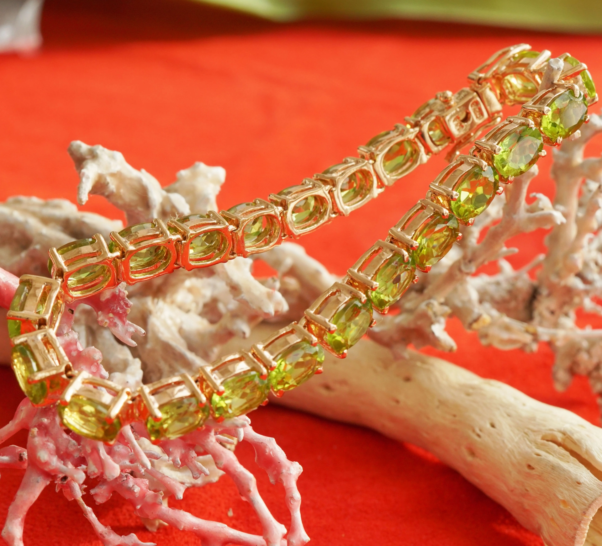 PERIDOT ARMBAND 25 ct Silber rosevergoldet 19 cm you will love this green fire