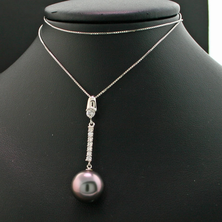 Tahiti-Zuchtperl-Anhänger, 900/-Platin