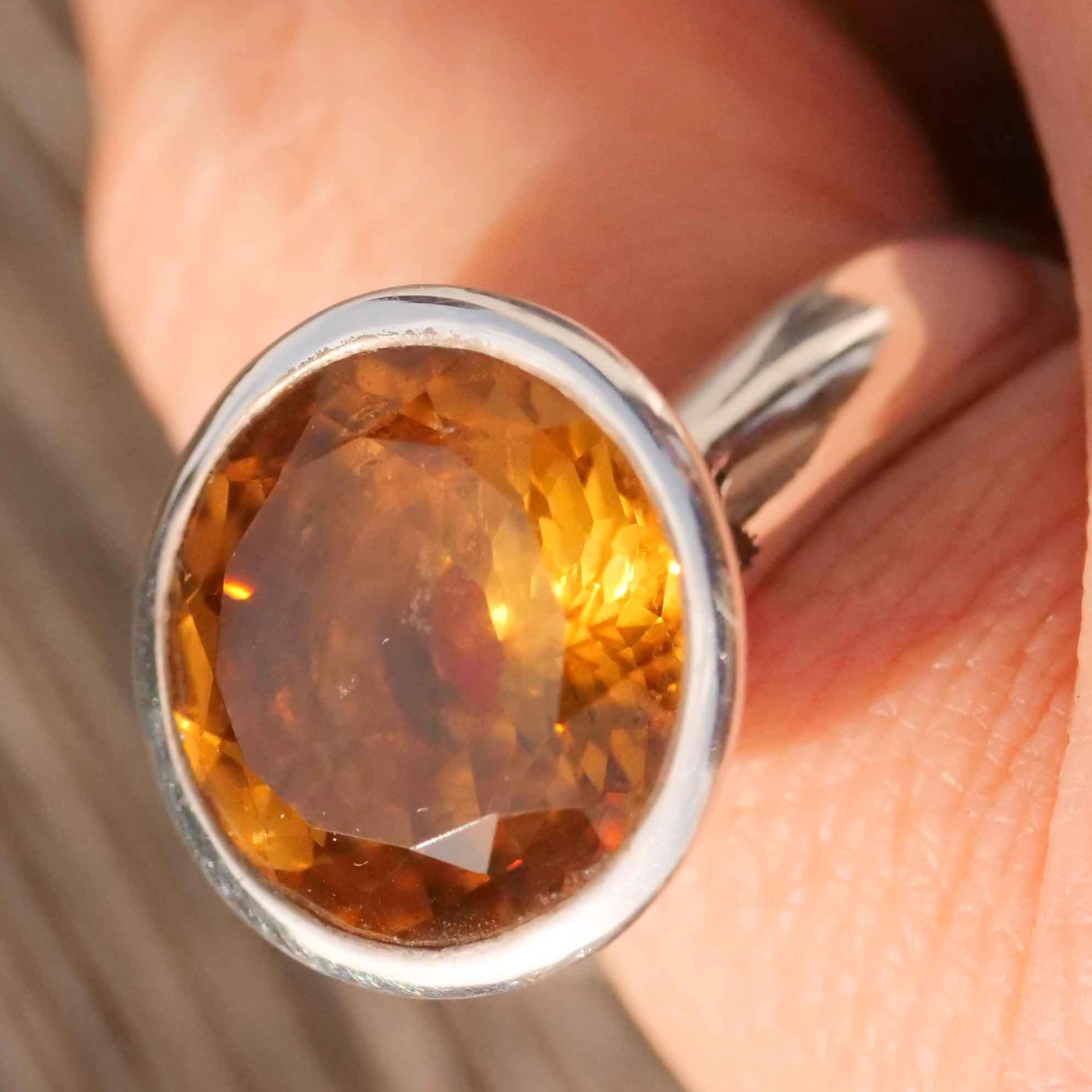 Chilango Ring in solid 925 Silver with great Rock Crystal