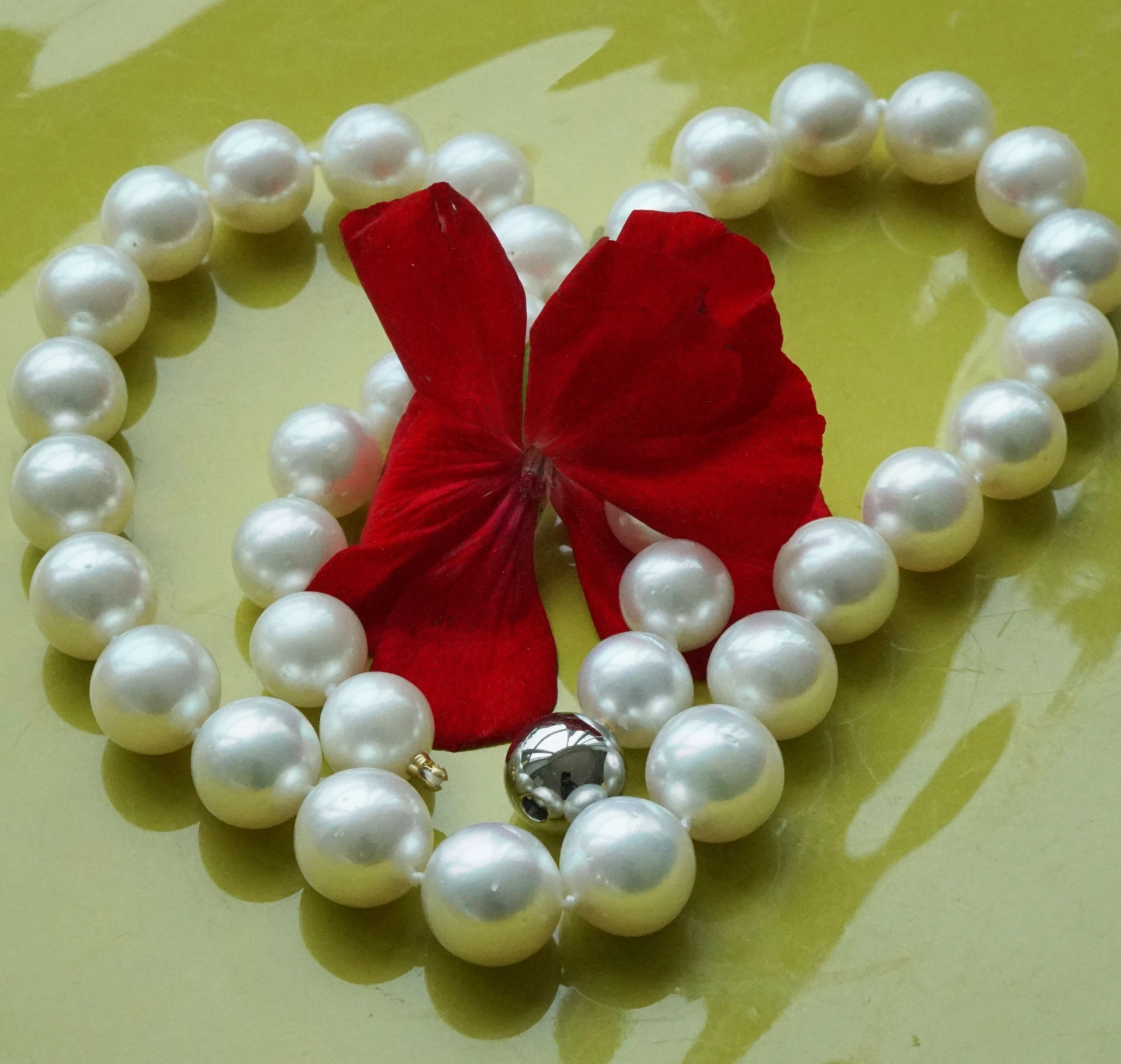 Beautiful South Sea cultured Pearl Necklace, 47.5 cm long, white - l.rose, AAAA