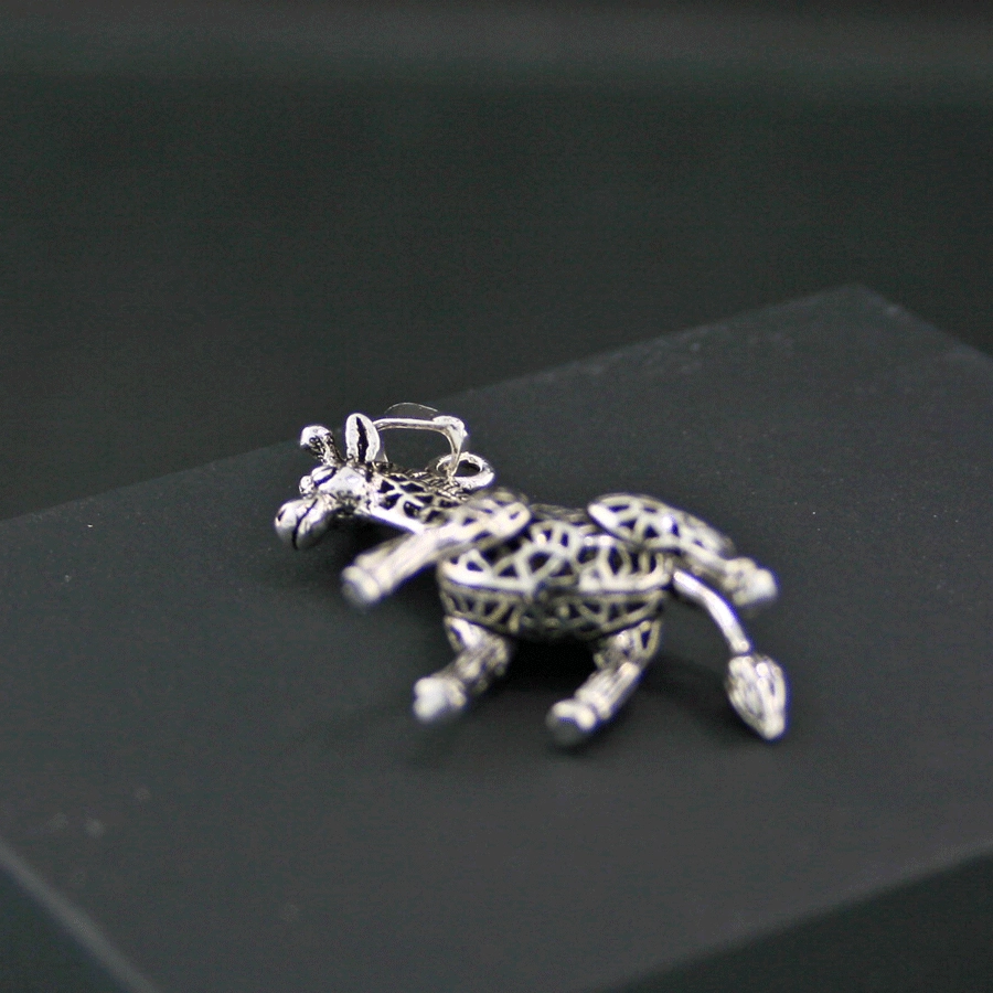 Charm-Anhänger, 925/-Silber, Giraffe, vollbeweglich