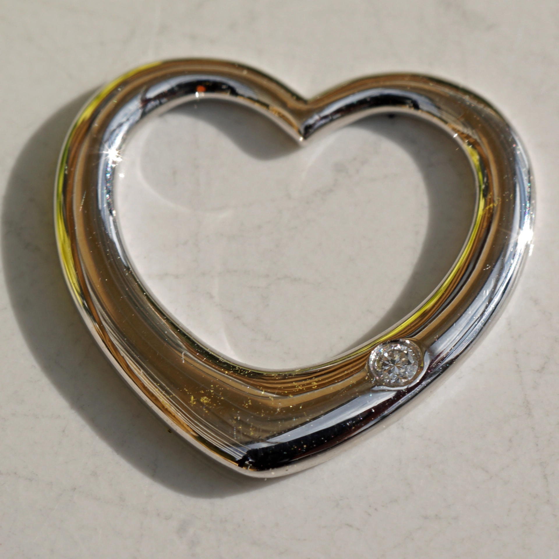 Platin Herz mit Vollschliff Brillant 15 x 14 mm 950er Platin massiv LIEBE MICH