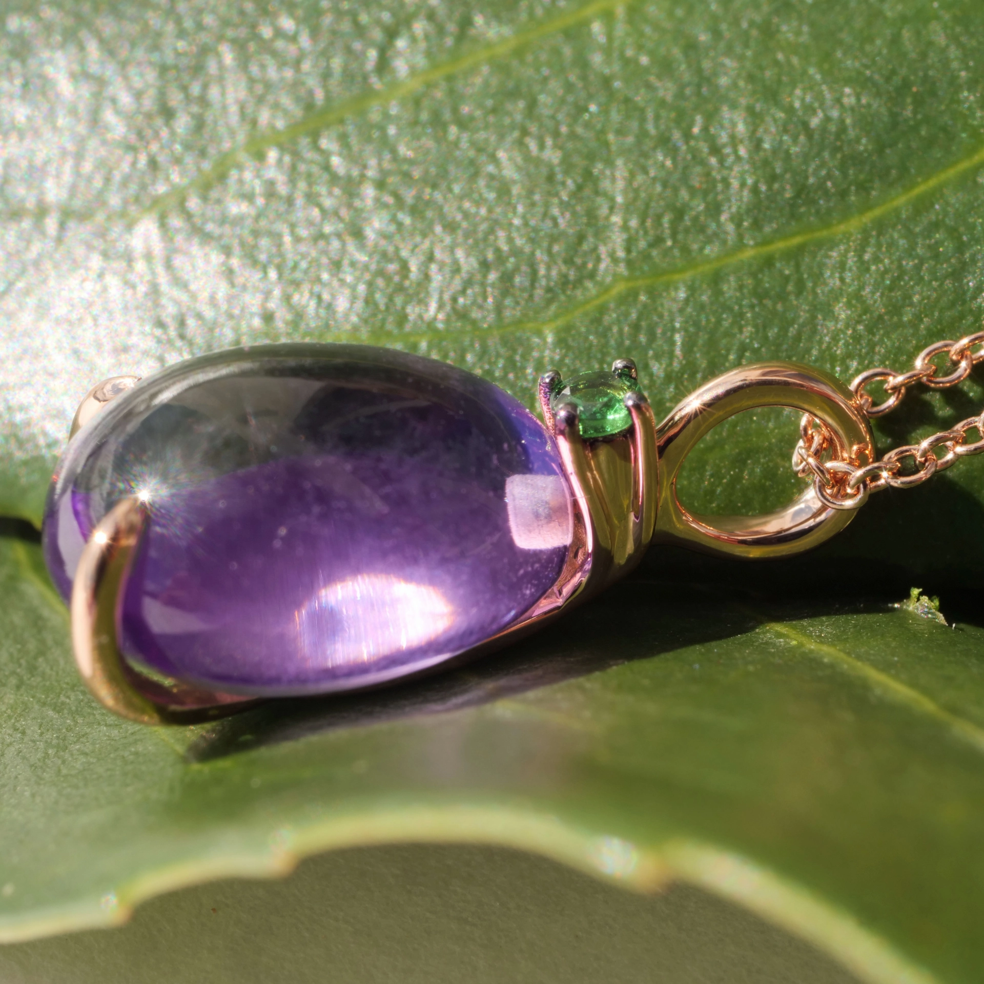Drop Pendant...soo sweet...with amethyst and tsavorithe...made in Italy
