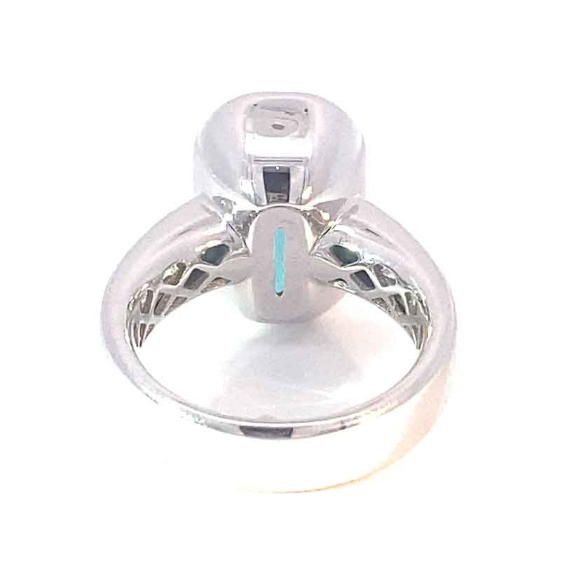 Tourmaline Diamond Ring 750 White Gold Neon Blue Tiffany Blue Afghanistan 8.05 ct Investment Gemstone Rare