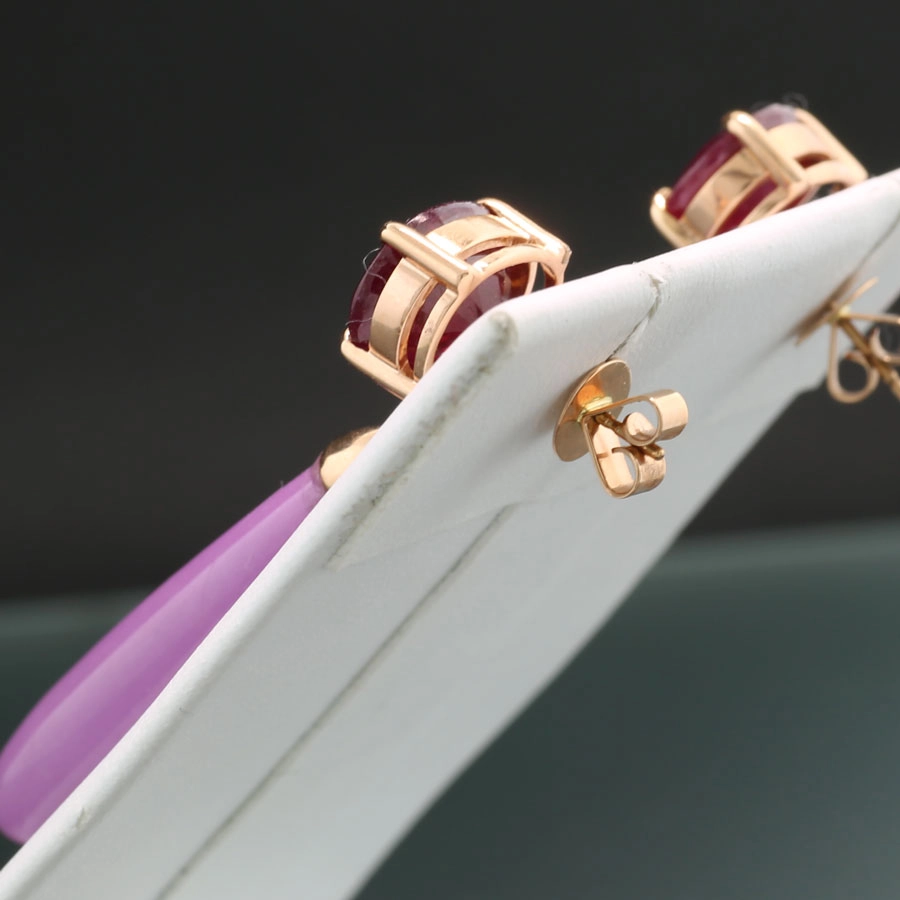 Rubin Heterosit Ohrhänger in 750er Rosegold