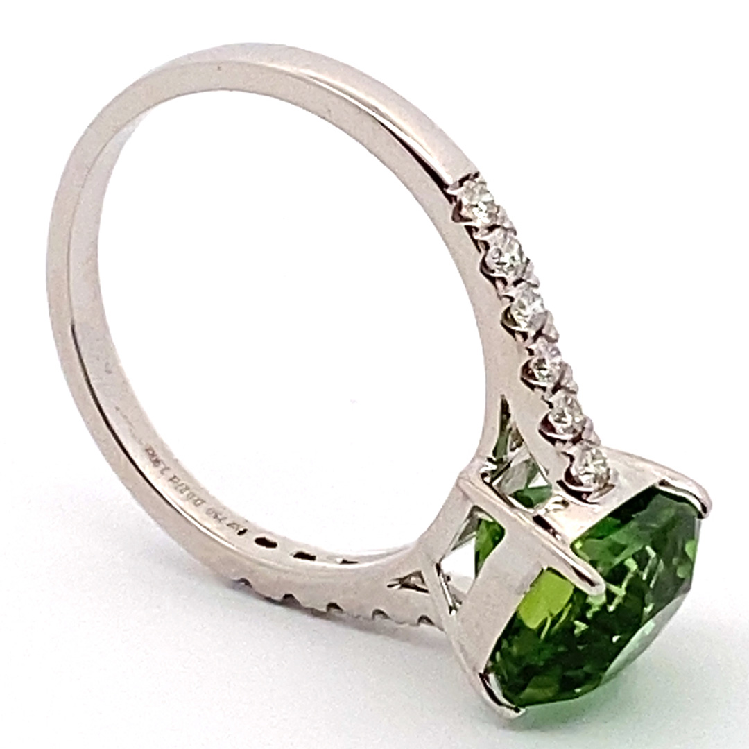Lagun Green-Blue Tourmaline Brilliant Ring 750 White Gold 3.90 ct 0.27 ct Afghanistan Top Quality