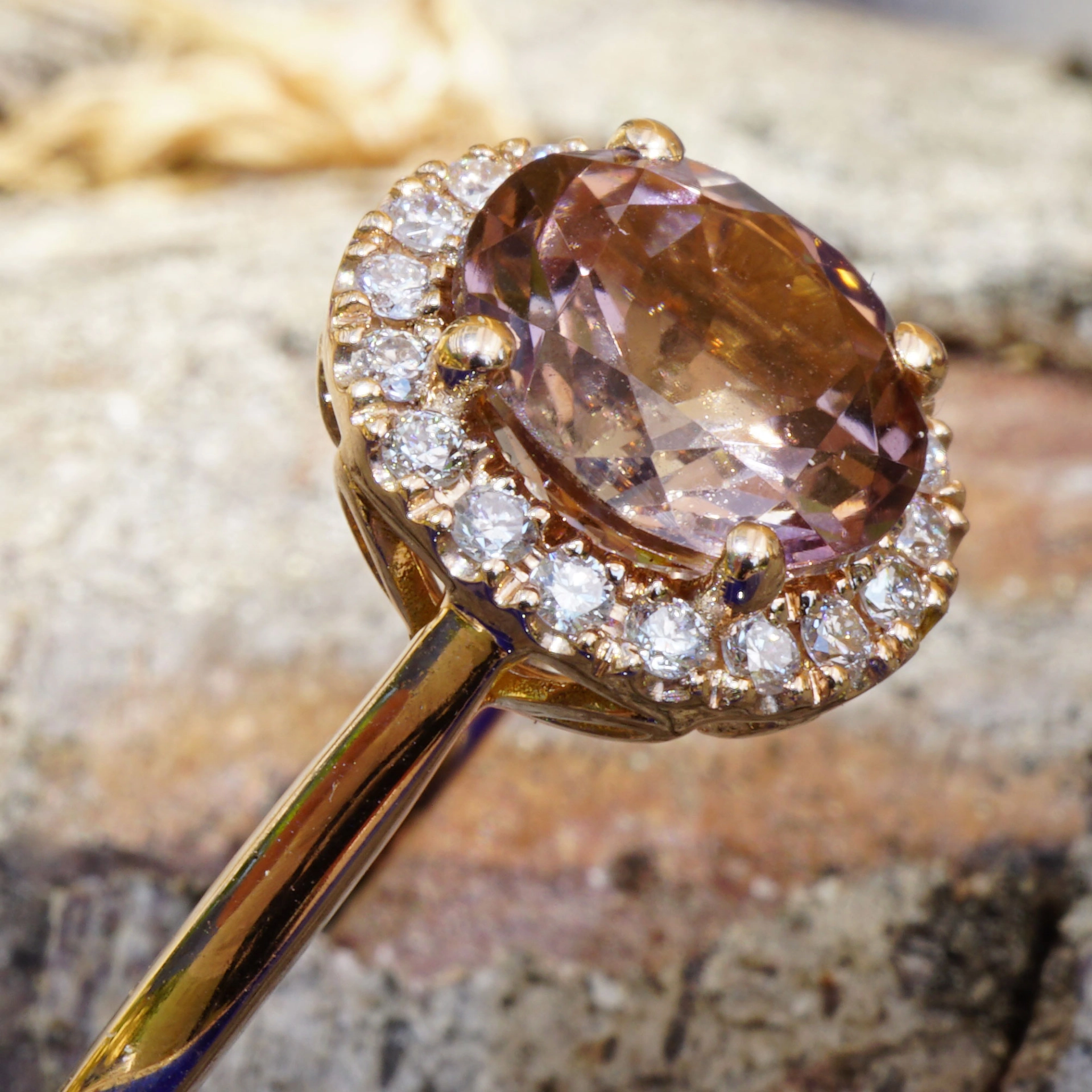 Turmalin Ring 18 kt Rosegold made in Valenza Springcolors