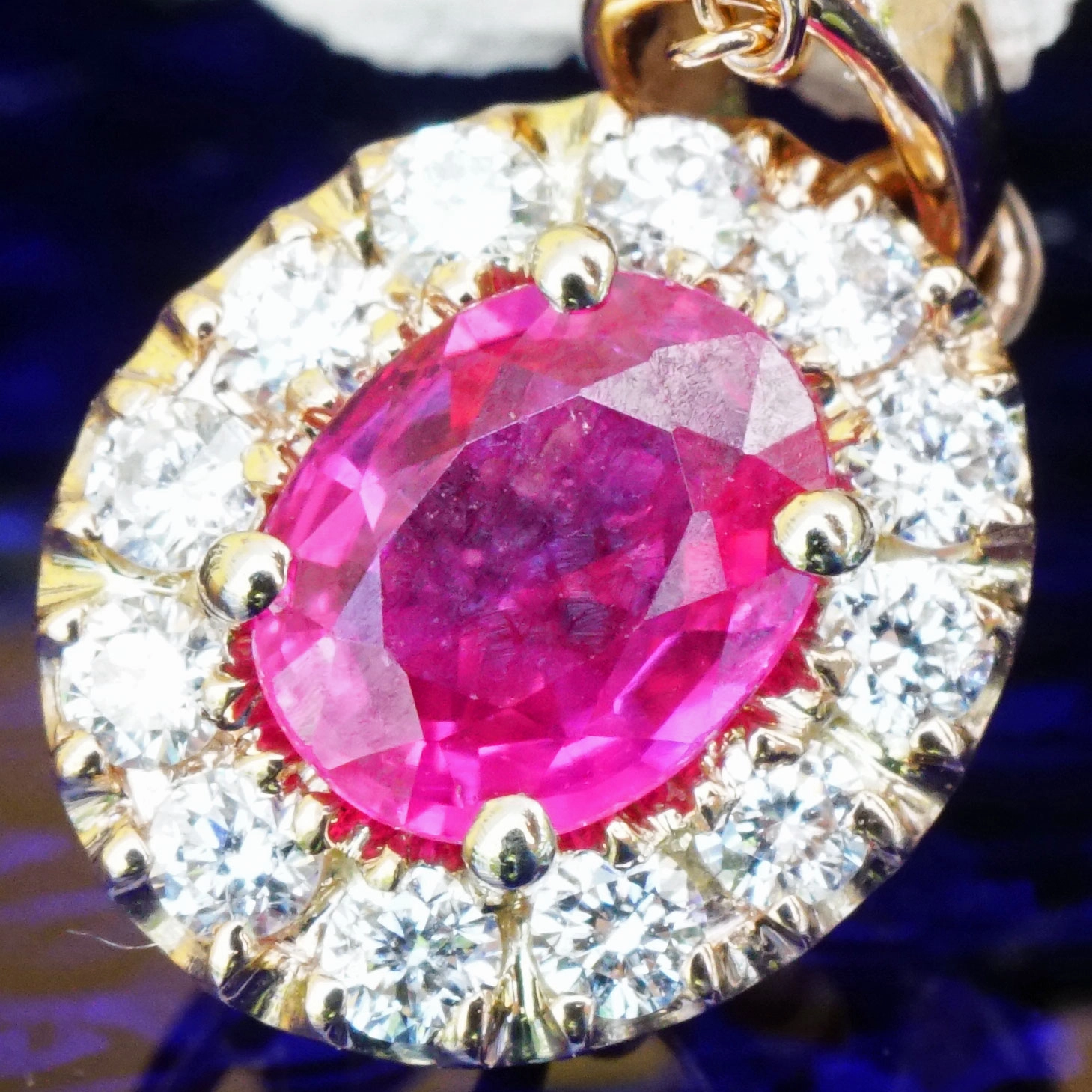 Ruby Diamond Pendant with Chain 18 kt Rose Gold.....the sweetest forever