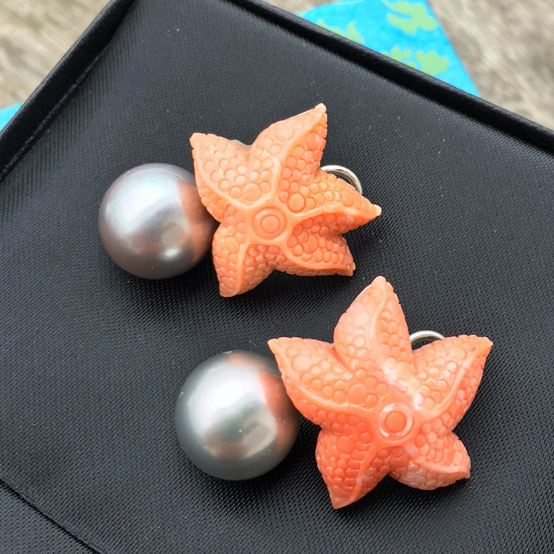 Ohrschmuck-Tahiti-Zuchtperlen-Koralle-Silber/Weißgold
