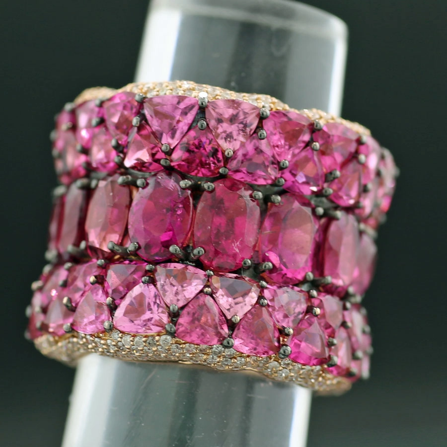 PINK NIZZA 24ct TURMALIN Brillant Memoire Ring 1.24 ct 750er Rosegold