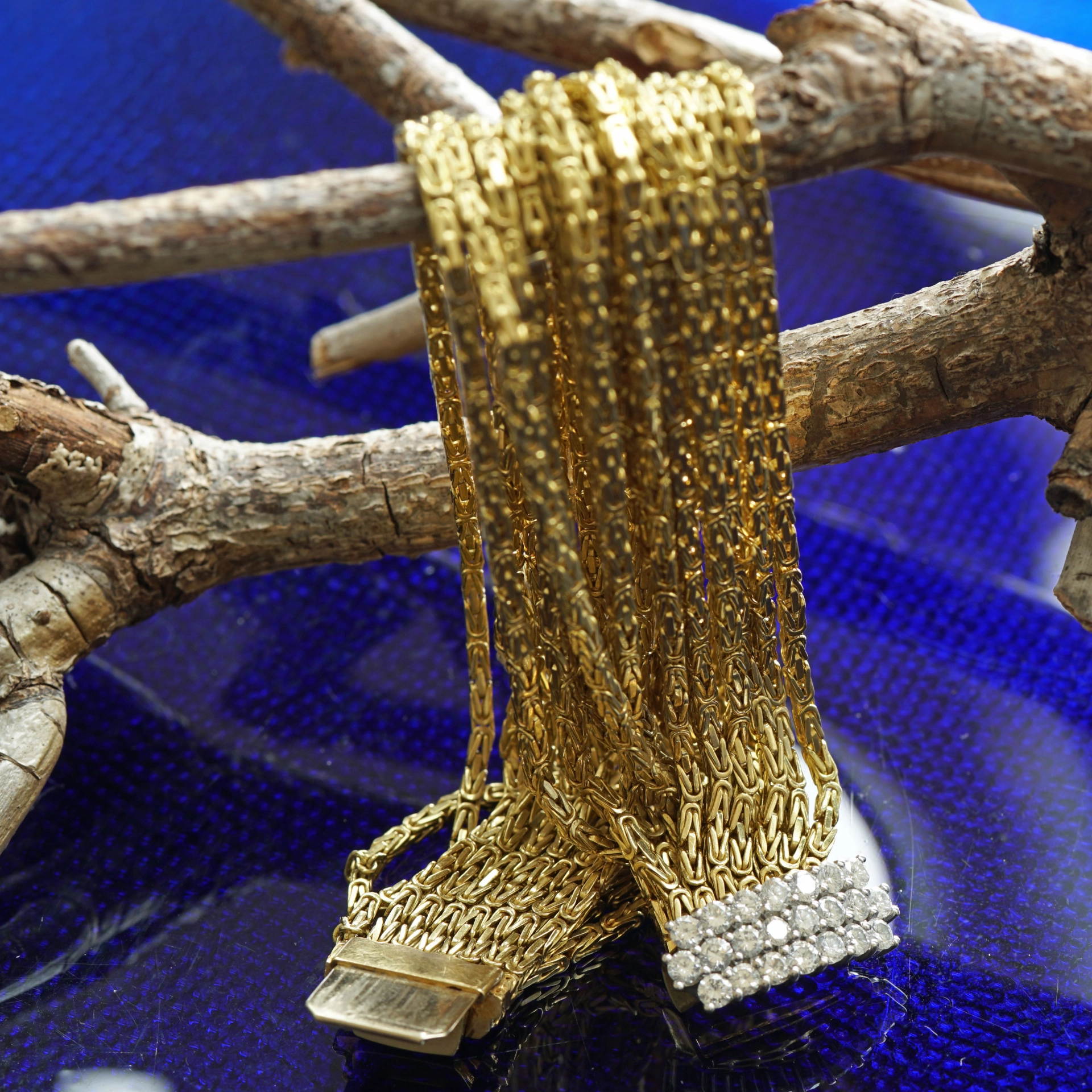 Brillant Armband Vintage 60er 1.0 ct 91 Gramm 750er Gelbgold Weissgold 18,5 cm Länge