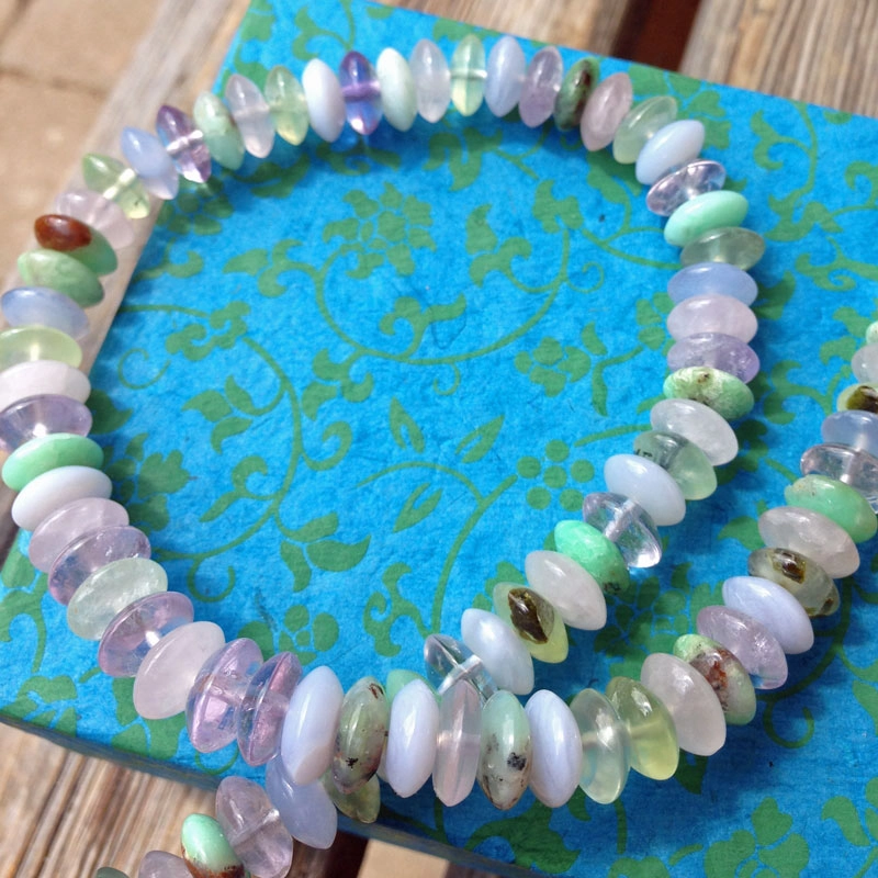 Chrysopras Amethyst Prehnit Rosenquarz Amethyst Calzedon Kette 925er Silber