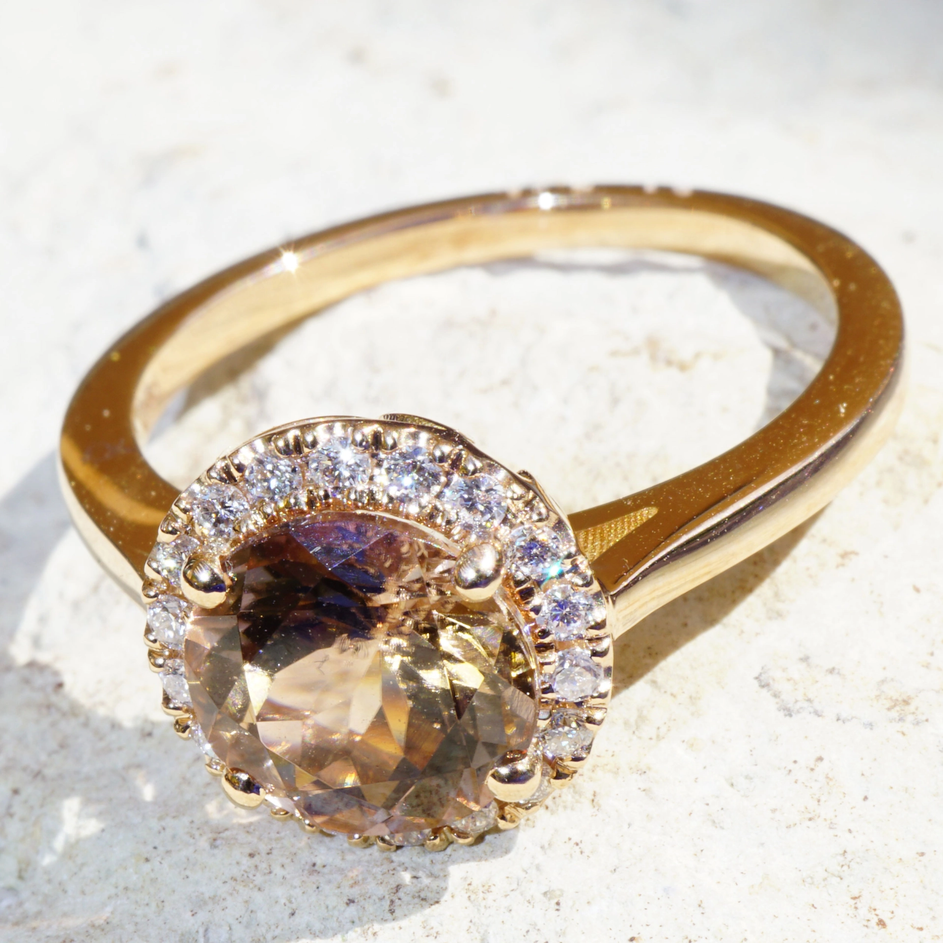 Turmalin Ring 18 kt Rosegold made in Valenza Springcolors