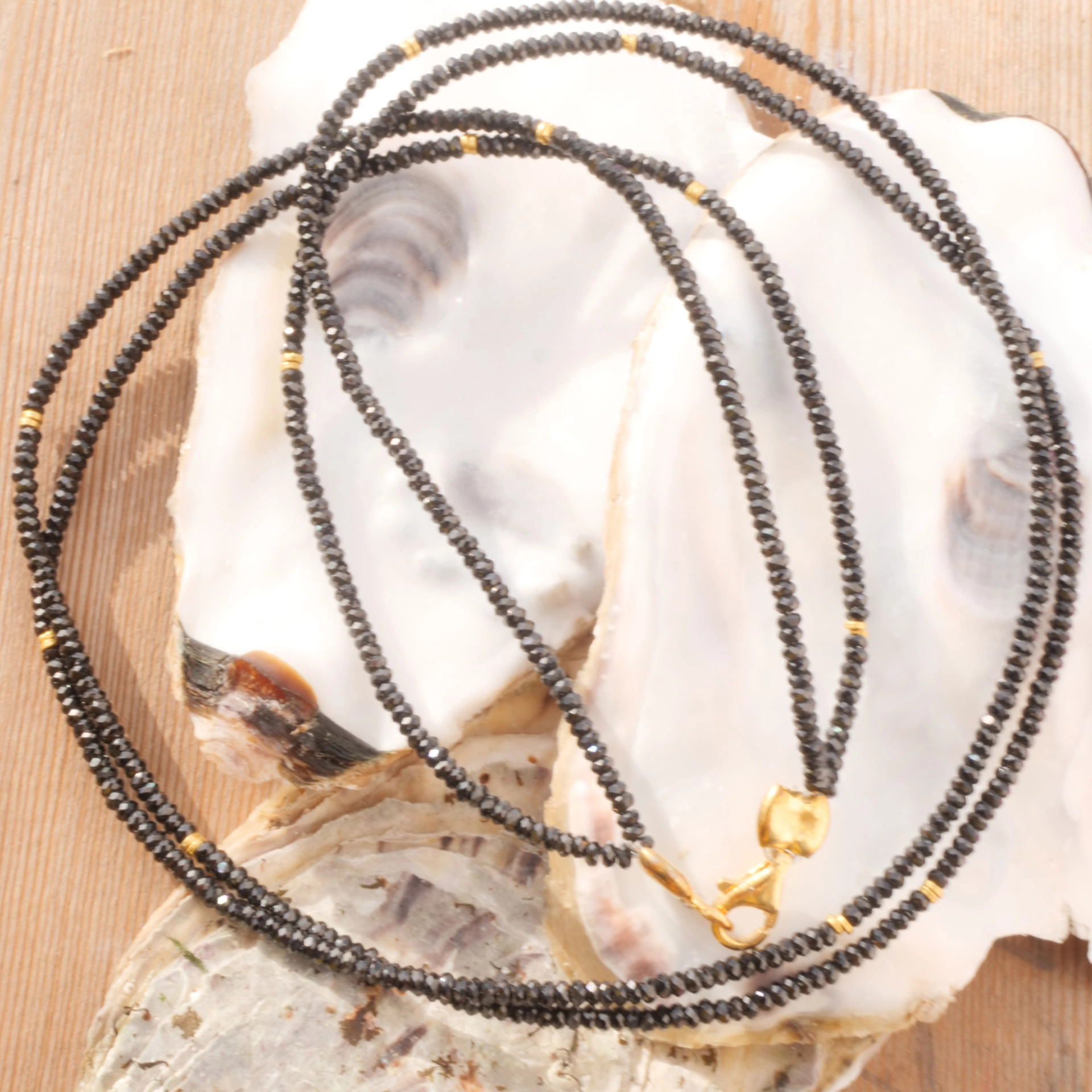 Necklace with the magical black of the black spinel,