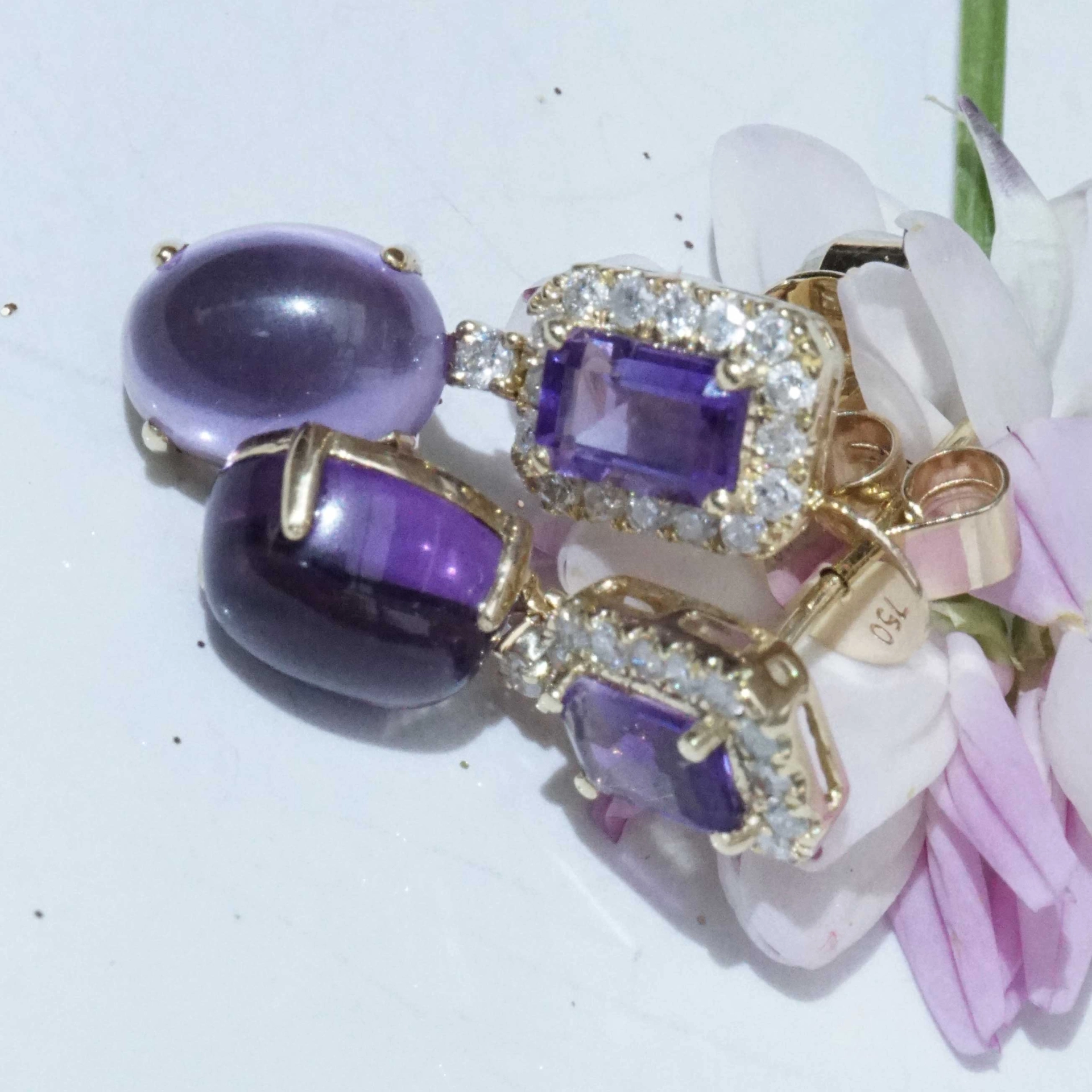 Amethyst Brilliant Earrings 4.60 ct 0.40 ct ....Color Purple to fall in Love