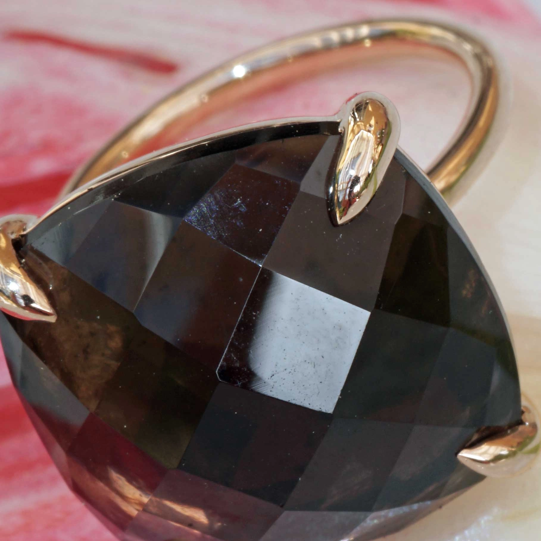 Smoky Quartz Ring XXL Seize 18x18 mm 18kt Rosegold..perfect Combination Ring