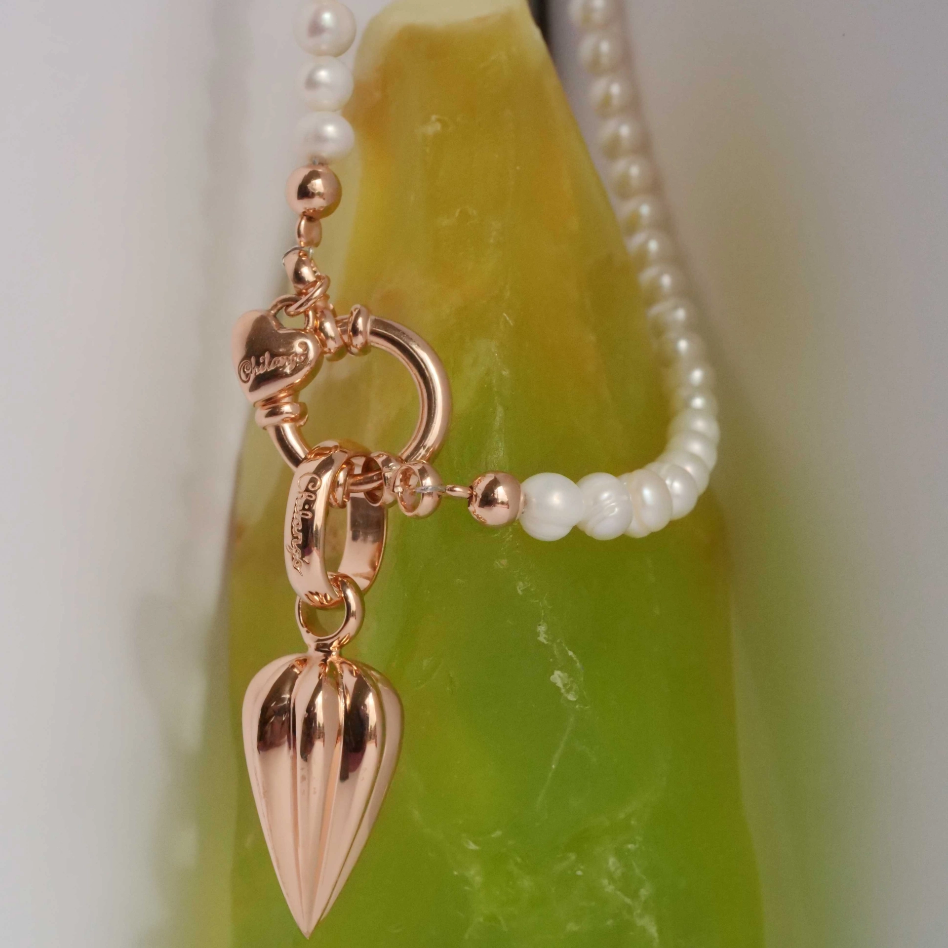 Chilango Pendant Stopper 925 Silver in 18 kt rose gold plated  51 x 17 mm