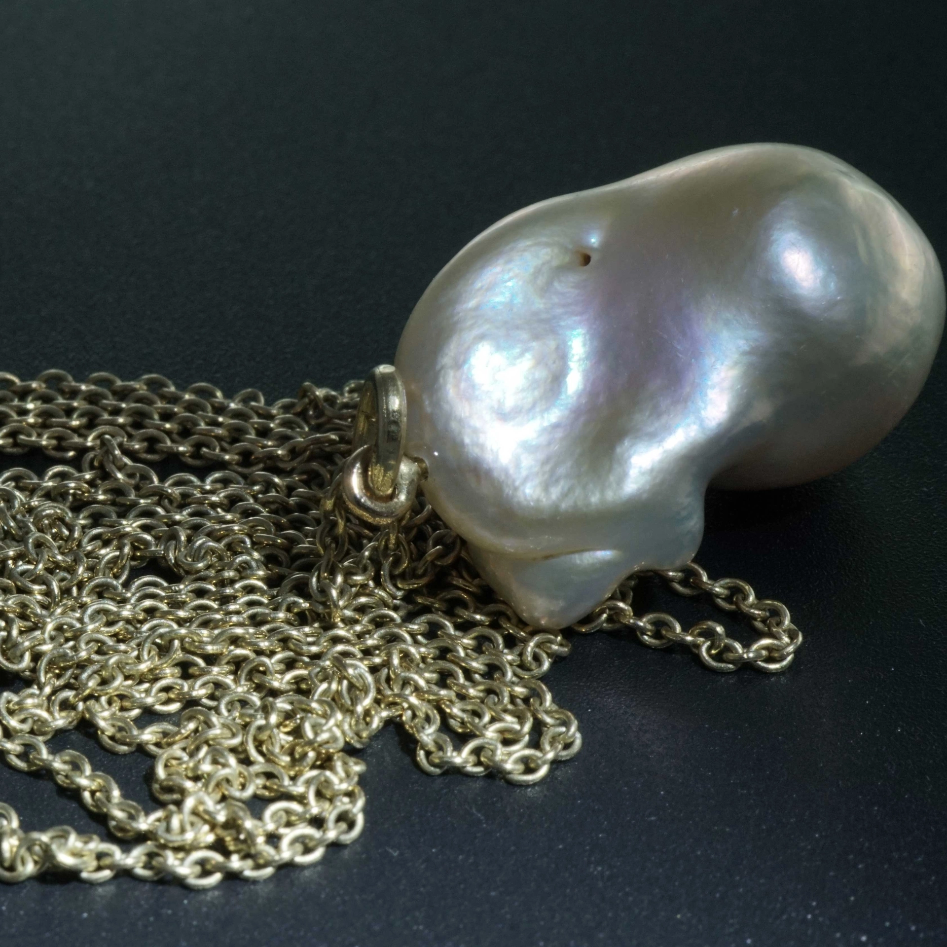 Baroque Biwa Pearl Necklace 14 kt Yellow Gold 101 cm Lenght...fall in Love