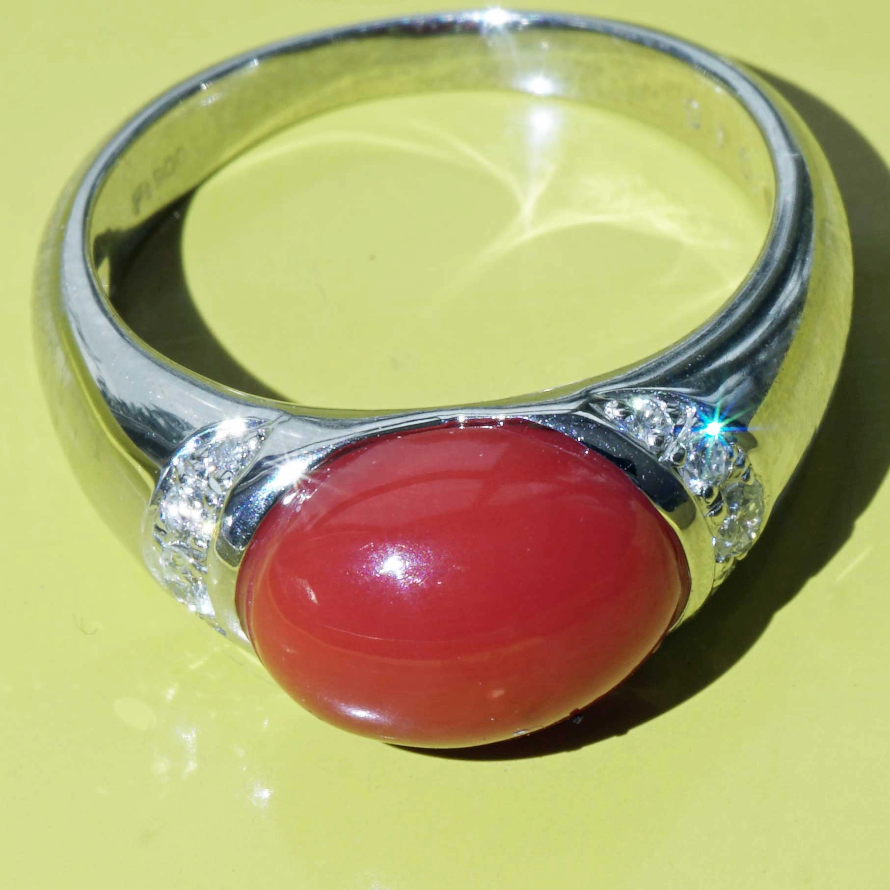 Sardegna Coral Brilliant Ring 900er Platinum AAA+ TW Loupeclean