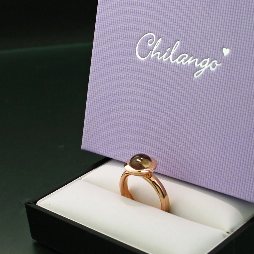 Chilango Ring Smoky Quarz, 925-er Silber, rosevergoldet