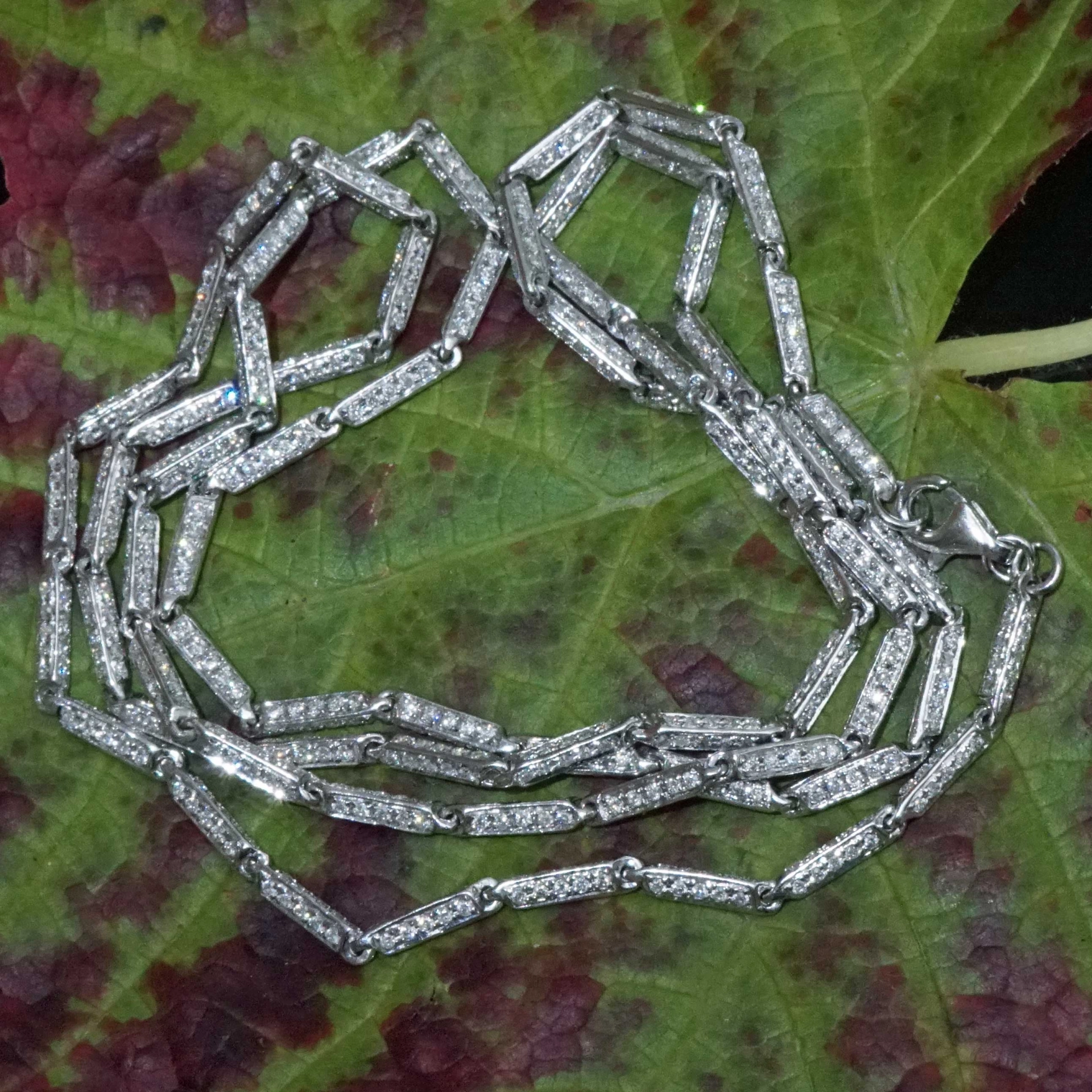 Brilliant Necklace 6.65 ct made with 1050 Diamonds 18 kt White Gold..Opera Lenght with 70 cm