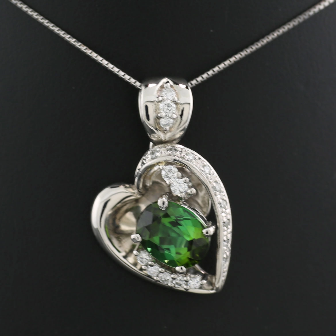 HEARTBREAKER/Turmalin/2.14 ct/Brillanten 0.32 ct Anhänger mit Kette 900er-PLATIN/750er-Weißgold