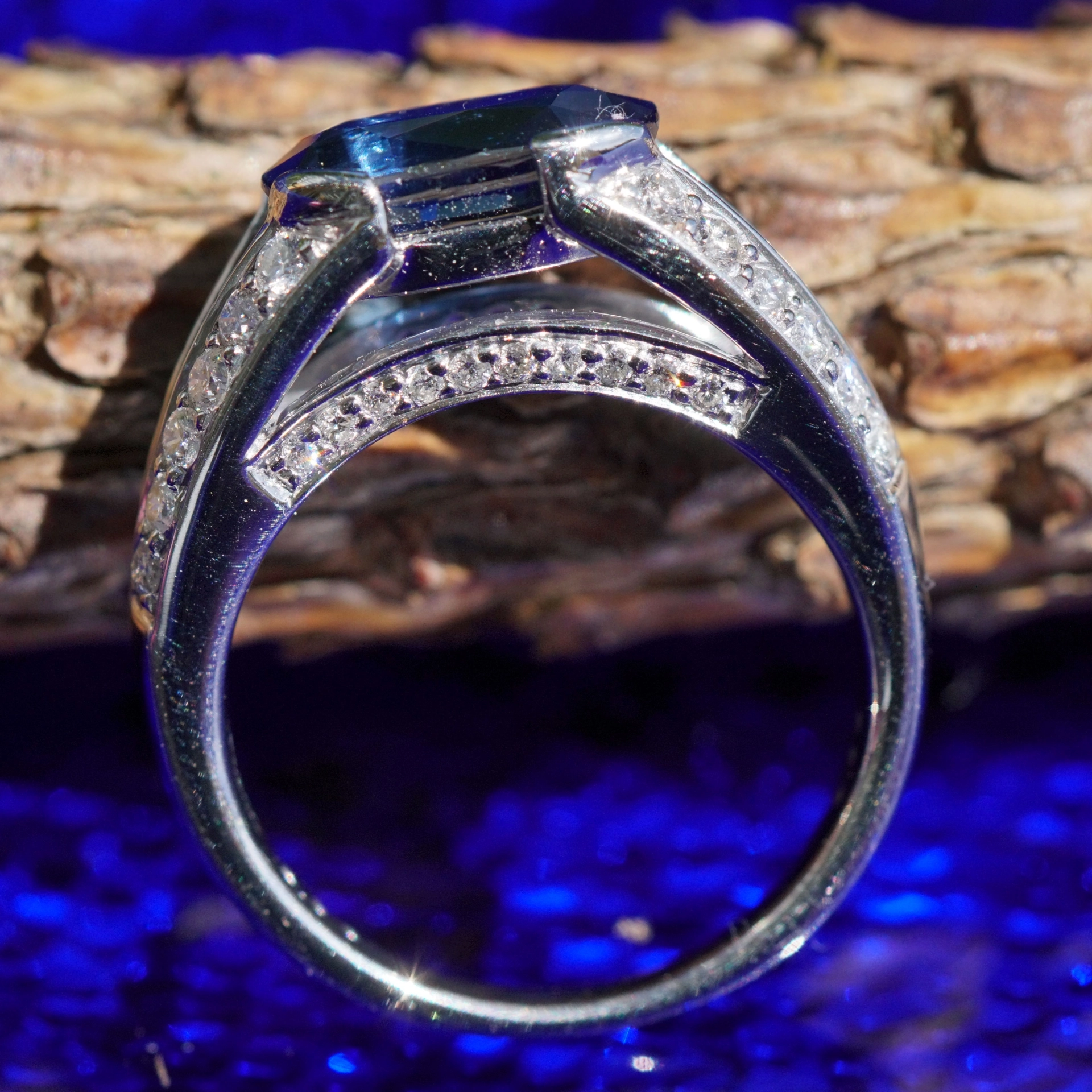 Saphir Diamant Ring 2.88 ct 0.55 ct BLUE MOOD W / SI 900er Platin