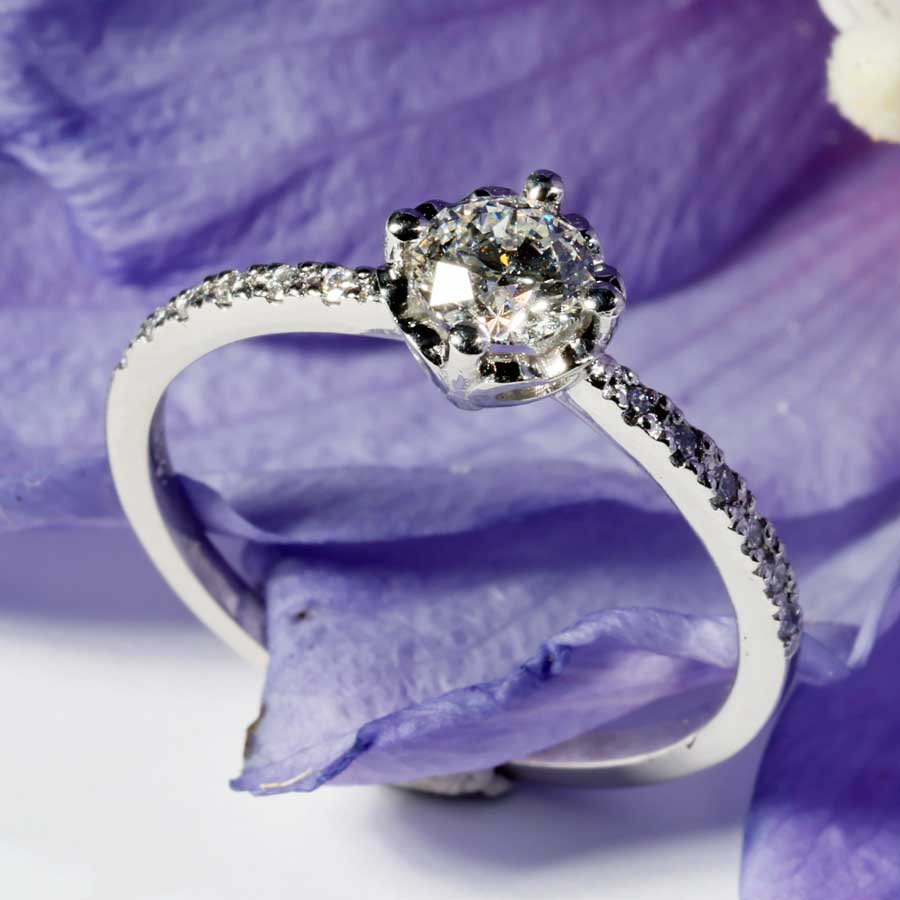 Brilliant Ring 0.59 ct G SI2 SEMI-CARAT by Silhouette Bentner HRD Certificate 950 Platinum