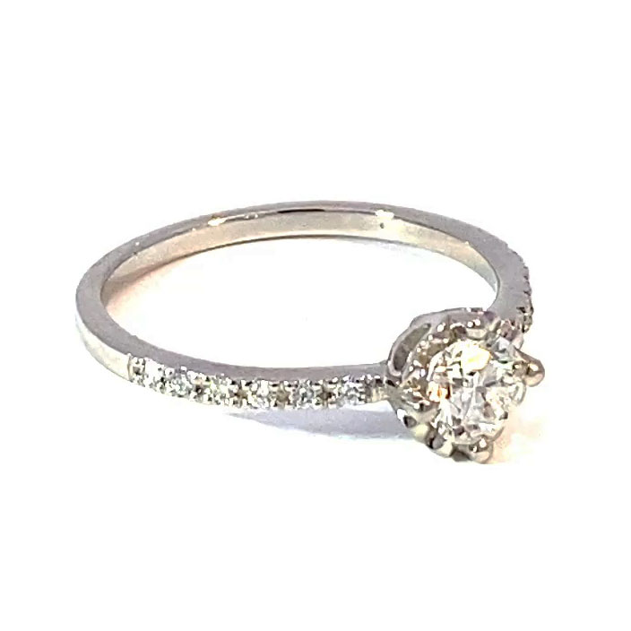 Brilliant Ring 0.59 ct G SI2 SEMI-CARAT by Silhouette Bentner HRD Certificate 950 Platinum