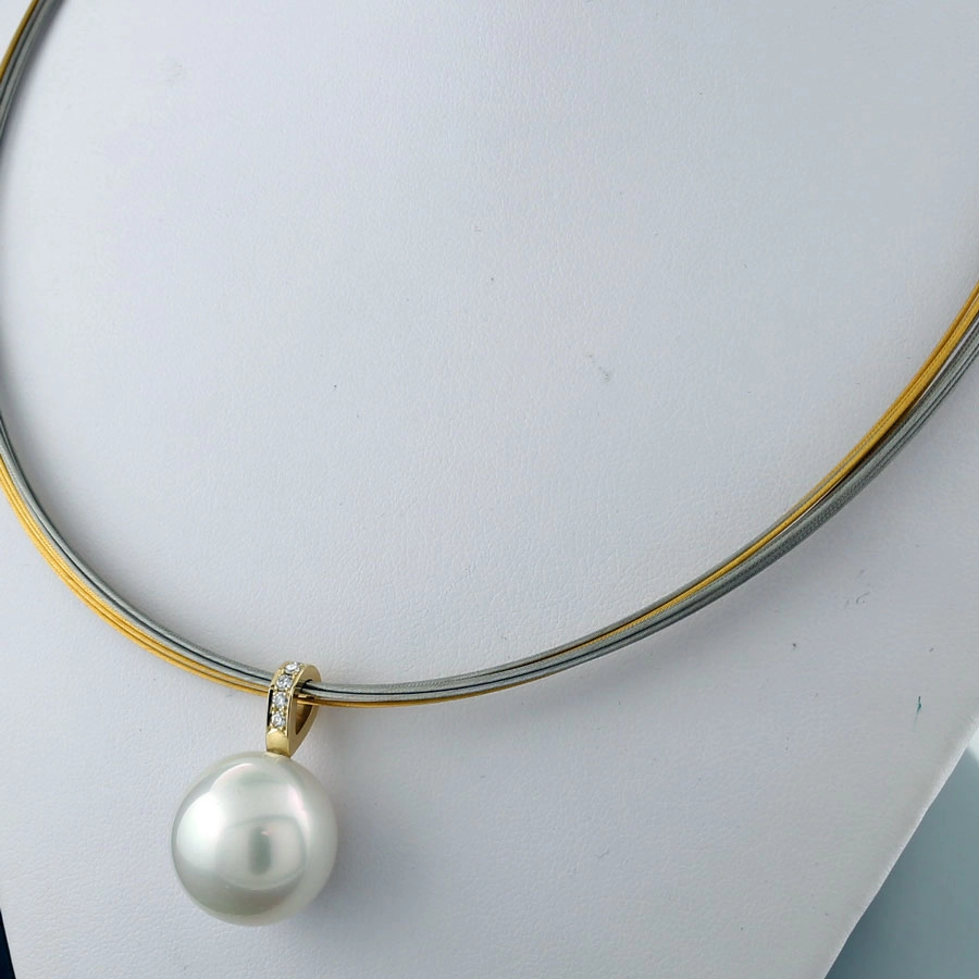Südsee Zuchtperl Brillant Anhänger 750er Gelbgold 17 x 18 mm